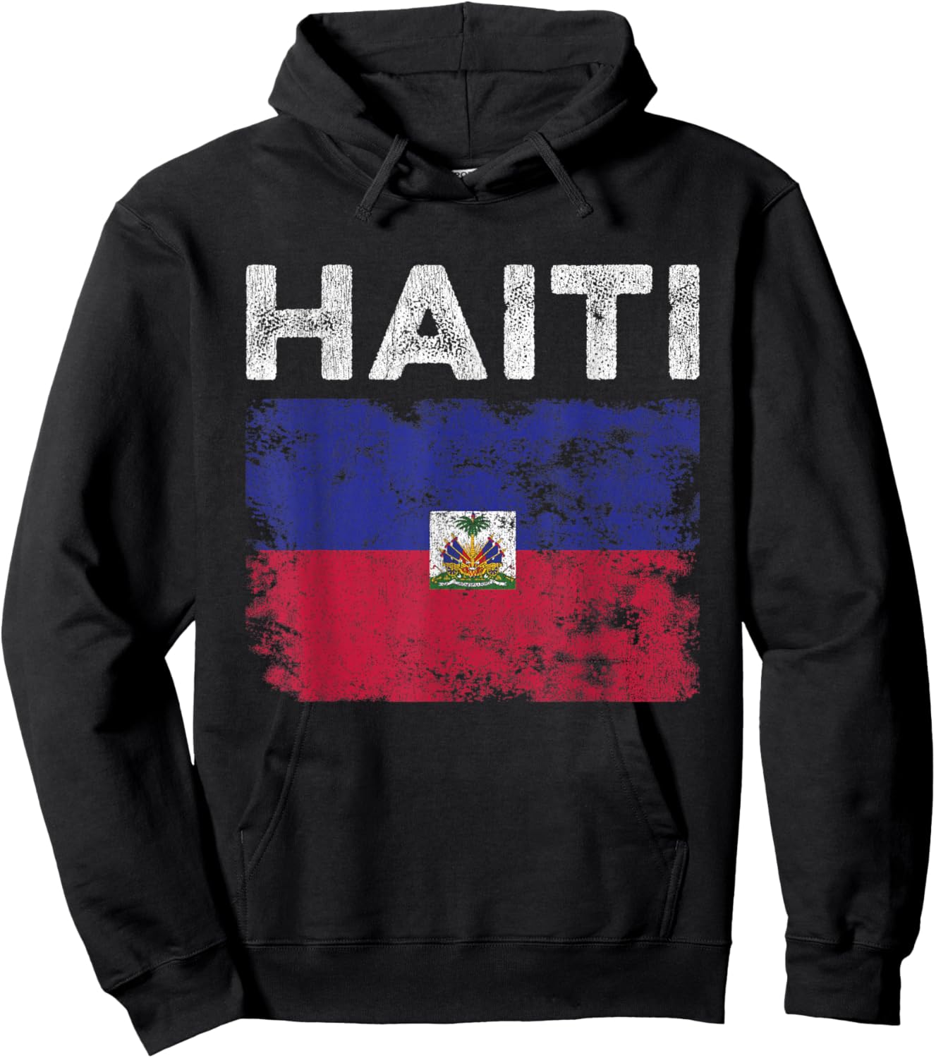Haiti Flag Distressed - Men Women Kids - Haitian Flag Hoodie - Hoodie | Black