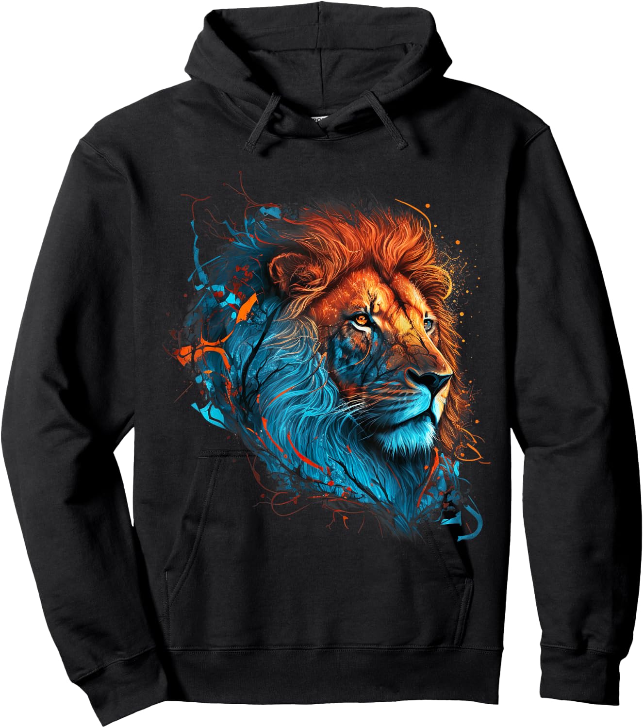 Roaring Colors - Lion Graphic Design with a Vibrant Twist Small Hoodie - Hoodie | Black