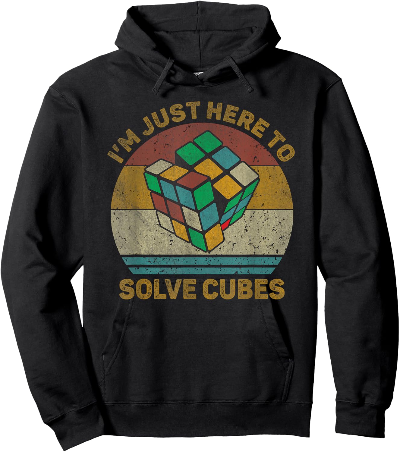 I'm Just Here To Solve Cubes Vintage Math Speedcubing Lovers Hoodie - Hoodie | Black