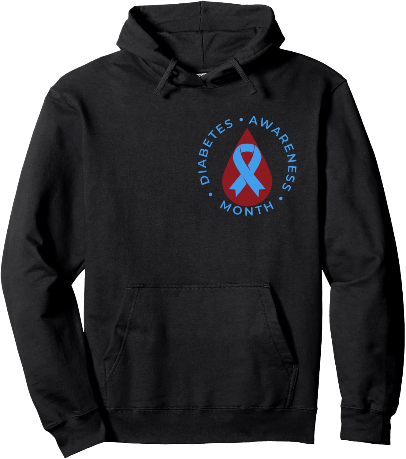 Diabetes Awareness Month Diabetic Blue Love Ribbon T1D T2D Hoodie - Hoodie | Black