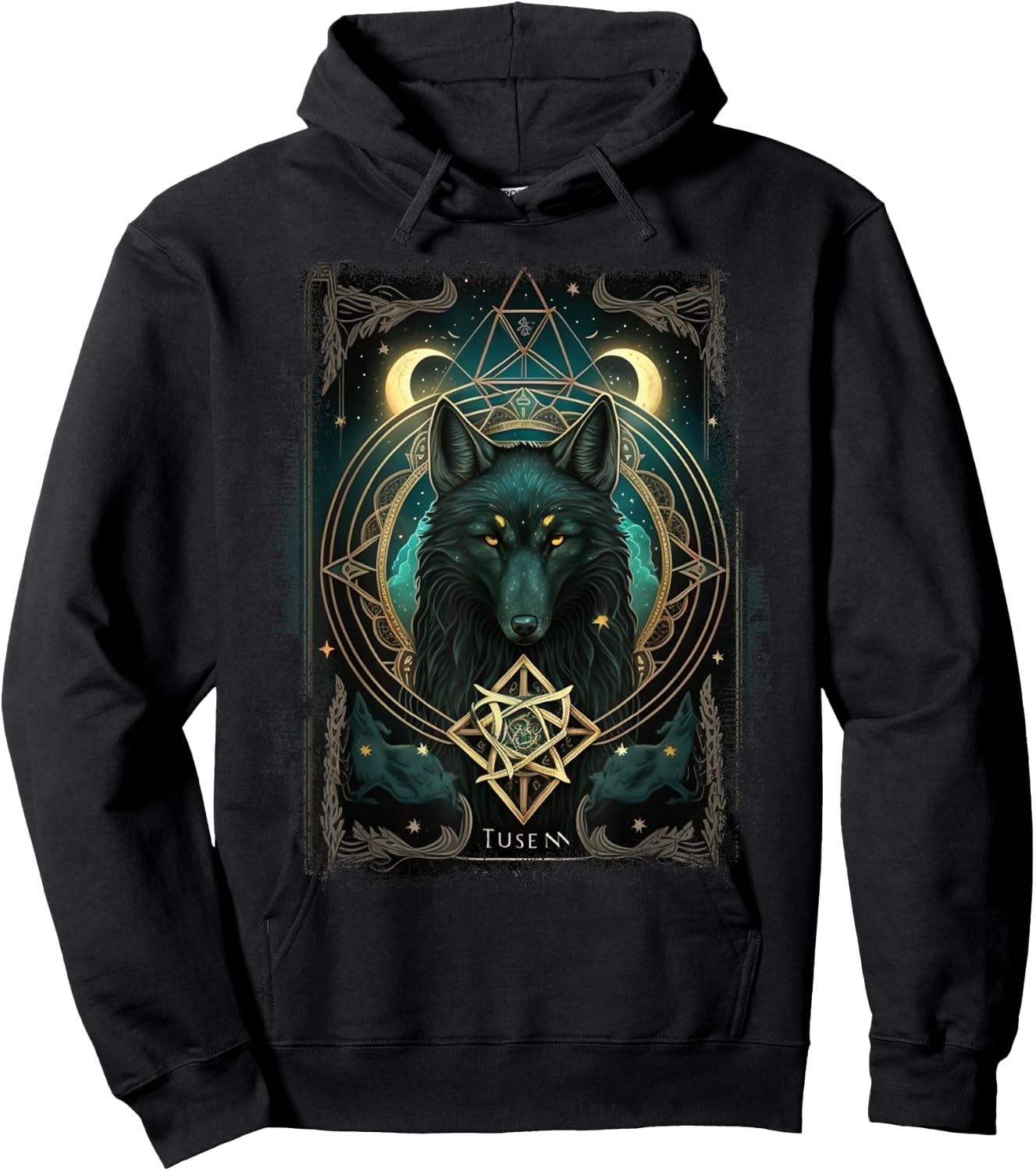 Occult Tarot Card, Gothic Wolf, Goth Dark Witchcraft Hoodie - Hoodie | Black