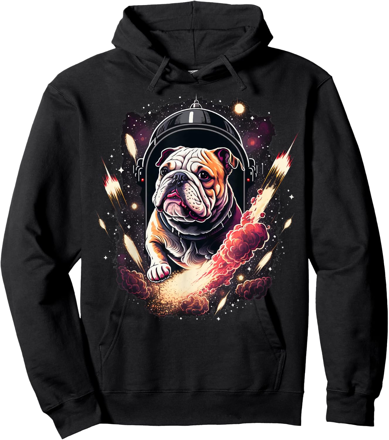 Outer Space Bulldog on Galaxy Astronaut Bulldog Hoodie - Hoodie | Black