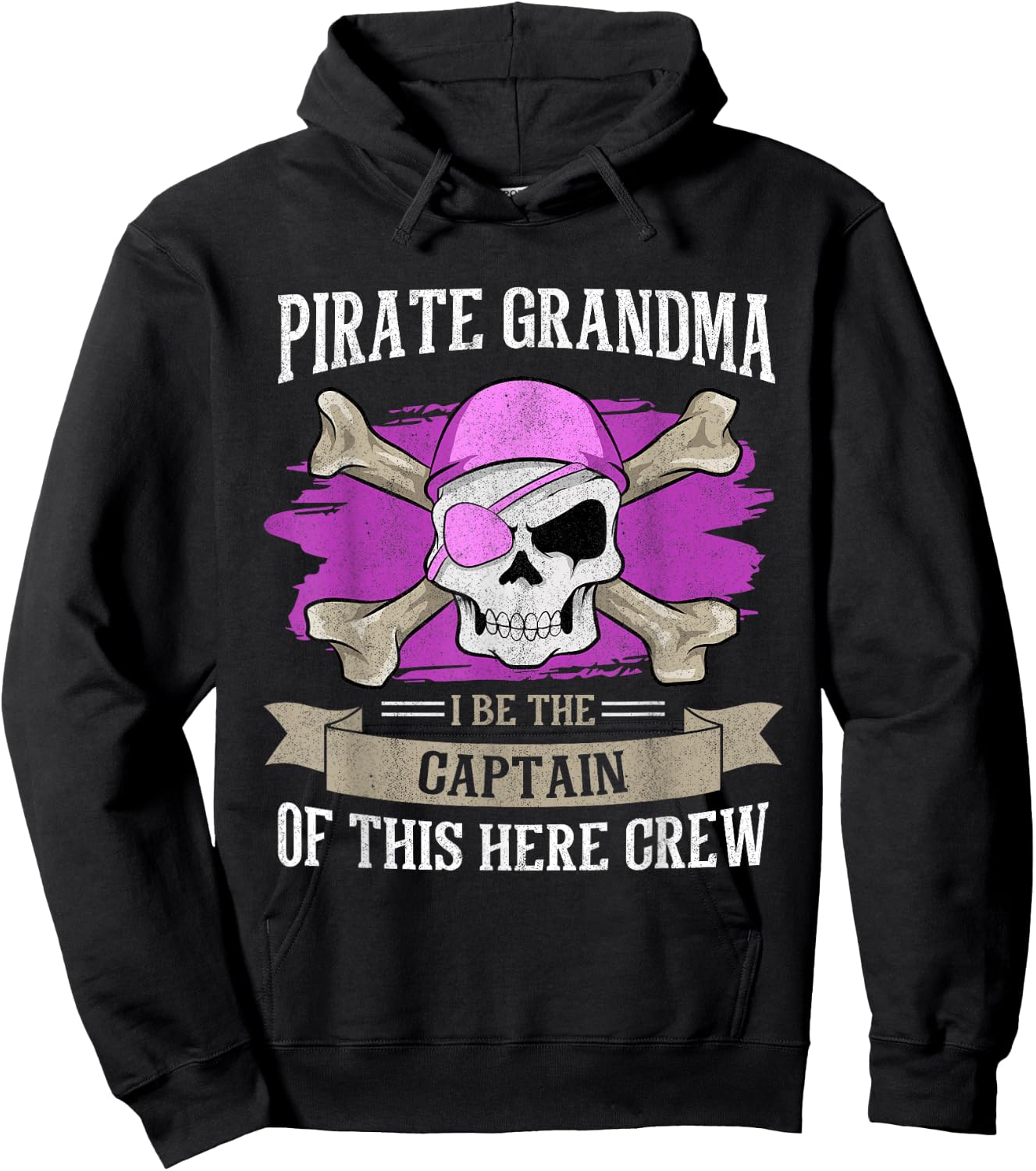 Pirate Grandma Caribbean Captain Grandmother Pirate , Black Hoodie - Hoodie | Black