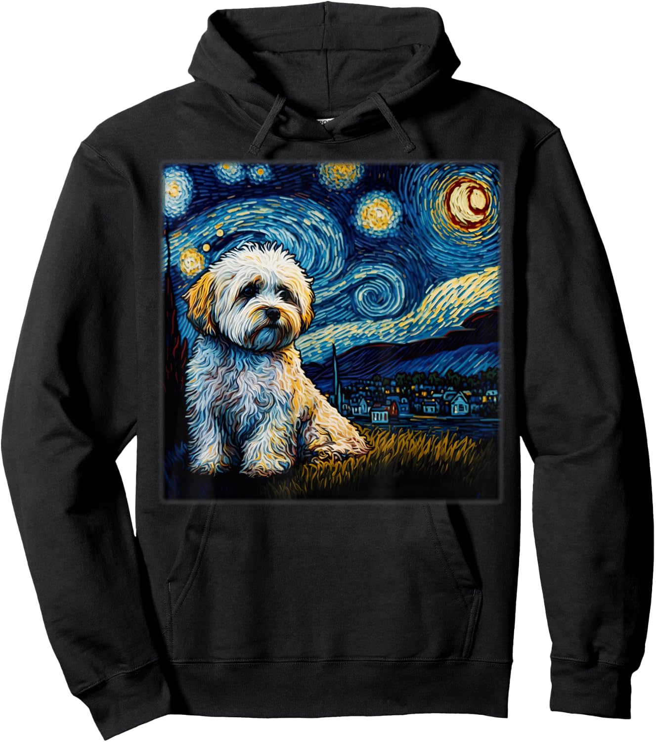 Surrealism Starry Night Shichon dog Hoodie - Hoodie | Black