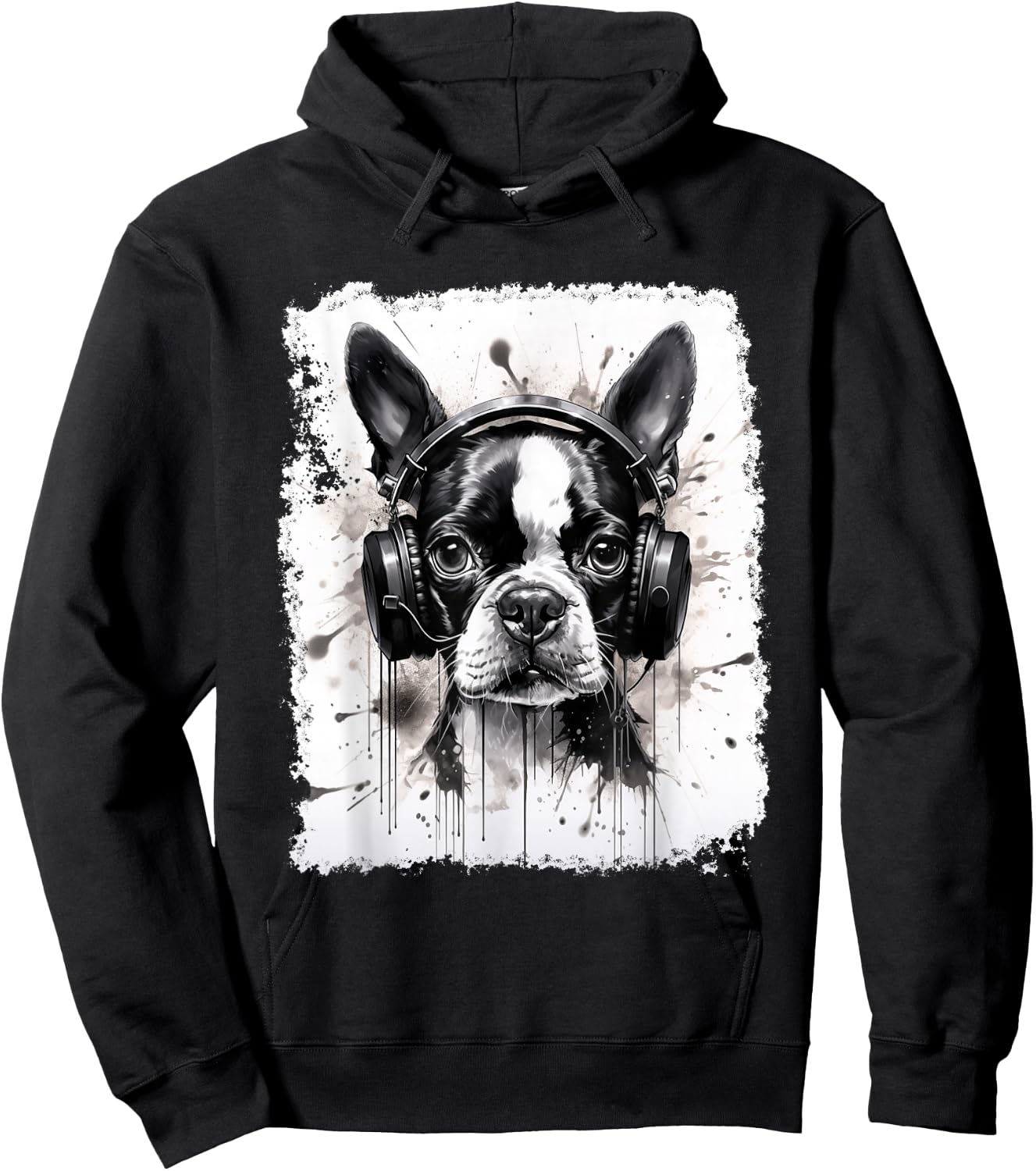 Dog Boston Terrier Music Hoodie - Hoodie | Black
