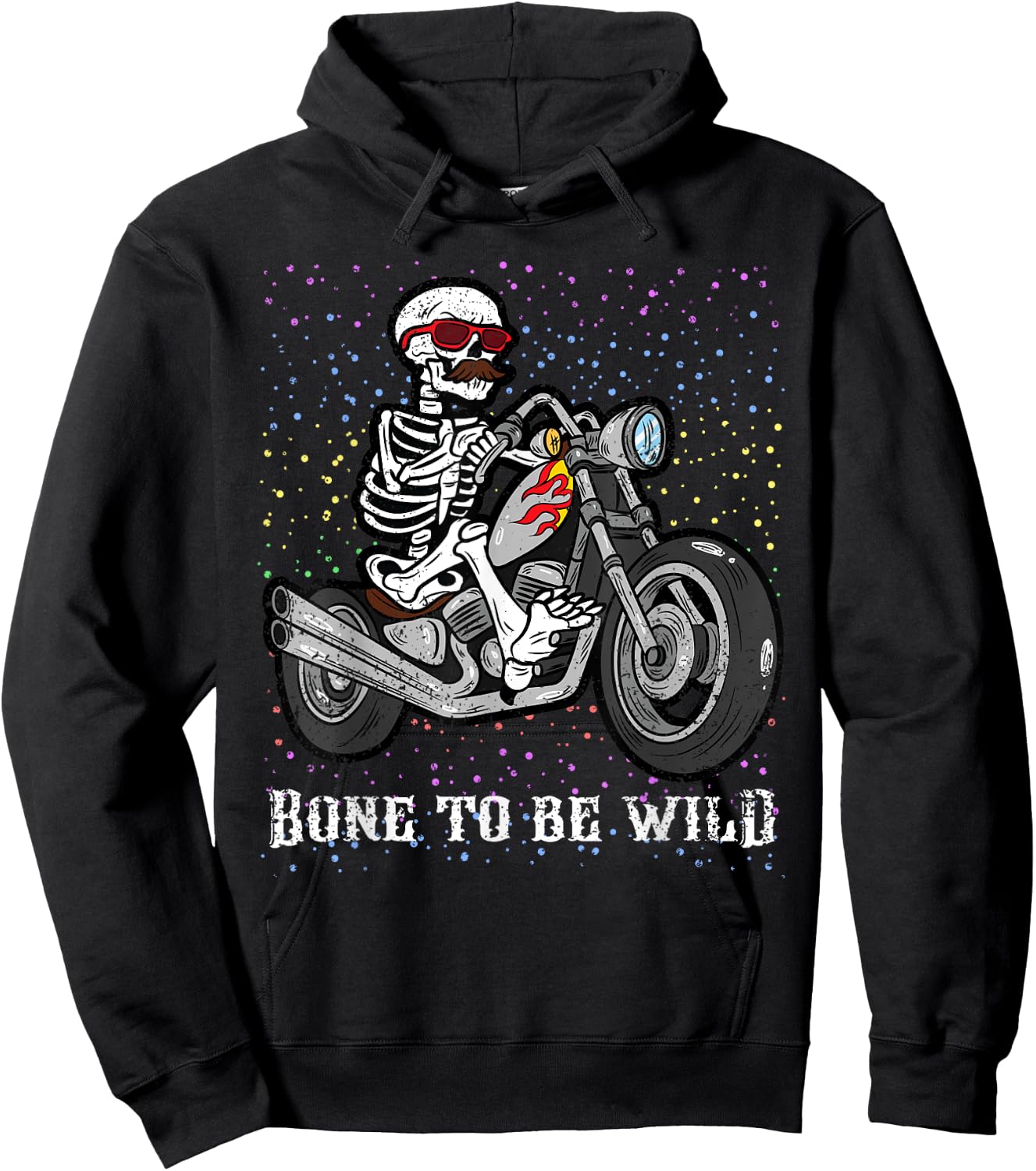 Skeleton Riding Motorcycle Halloween Costume Biker Rider Hoodie - Hoodie | Black