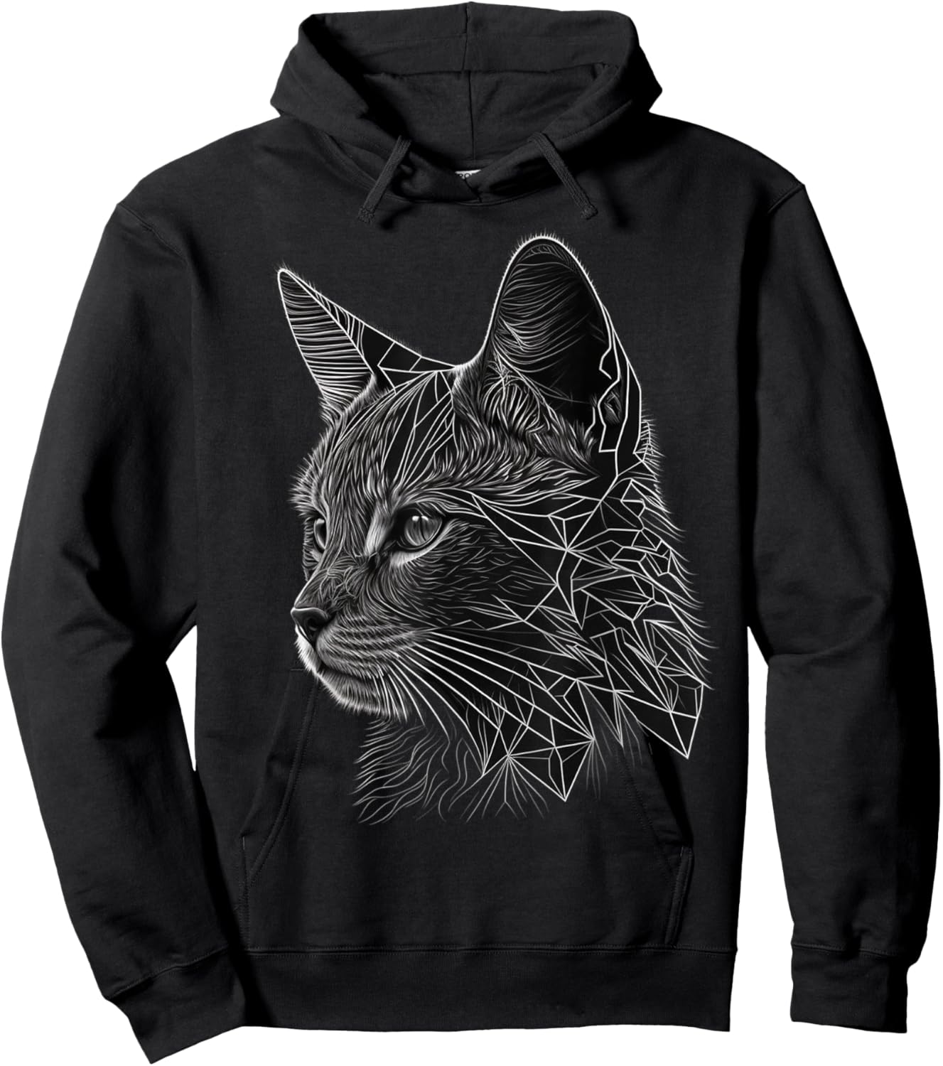 Cat Polygon Animal Geometric Art Cat Hoodie - Hoodie | Black