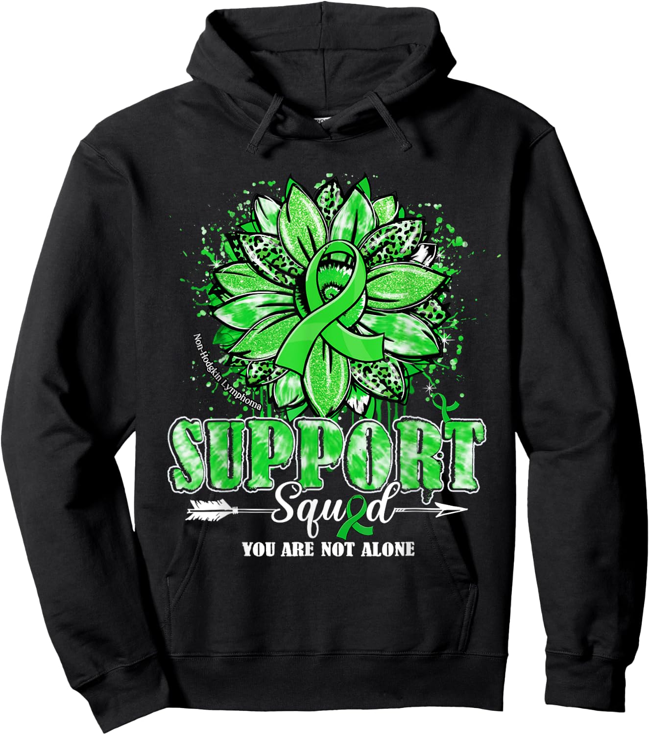 Sunflower Support Squad Non-Hodgkin Lymphoma Awareness Gifts Hoodie - Hoodie | Black