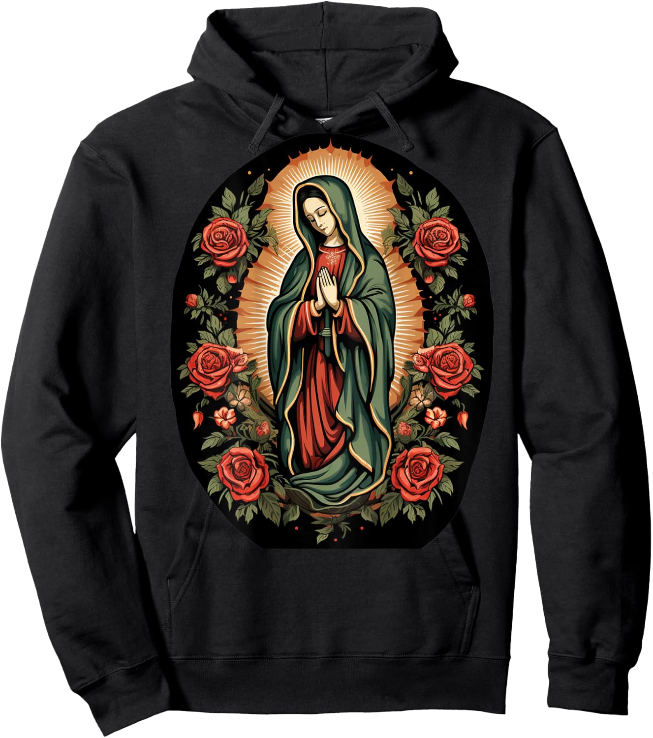 Our Lady De Guadalupe Sant Mary Back Print Christians Hoodie - Hoodie | Black