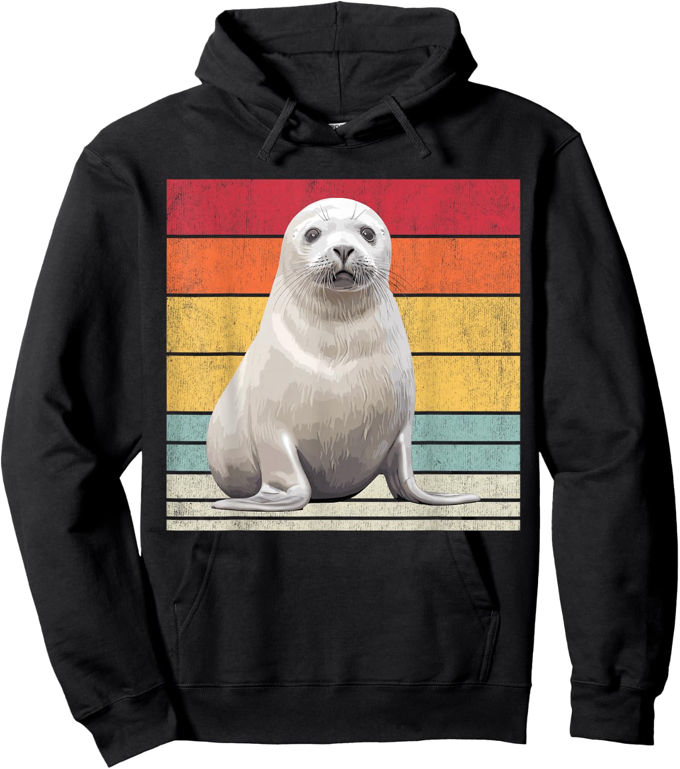 Harp Seal, Vintage Harp Seal Hoodie - Hoodie | Black
