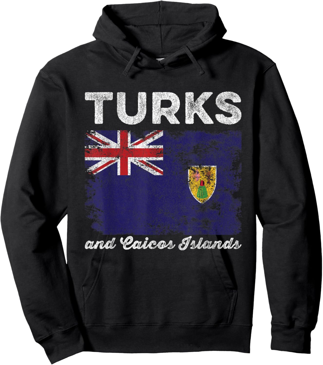 Turks and Caicos Islands Flag Distressed Hoodie - Hoodie | Black