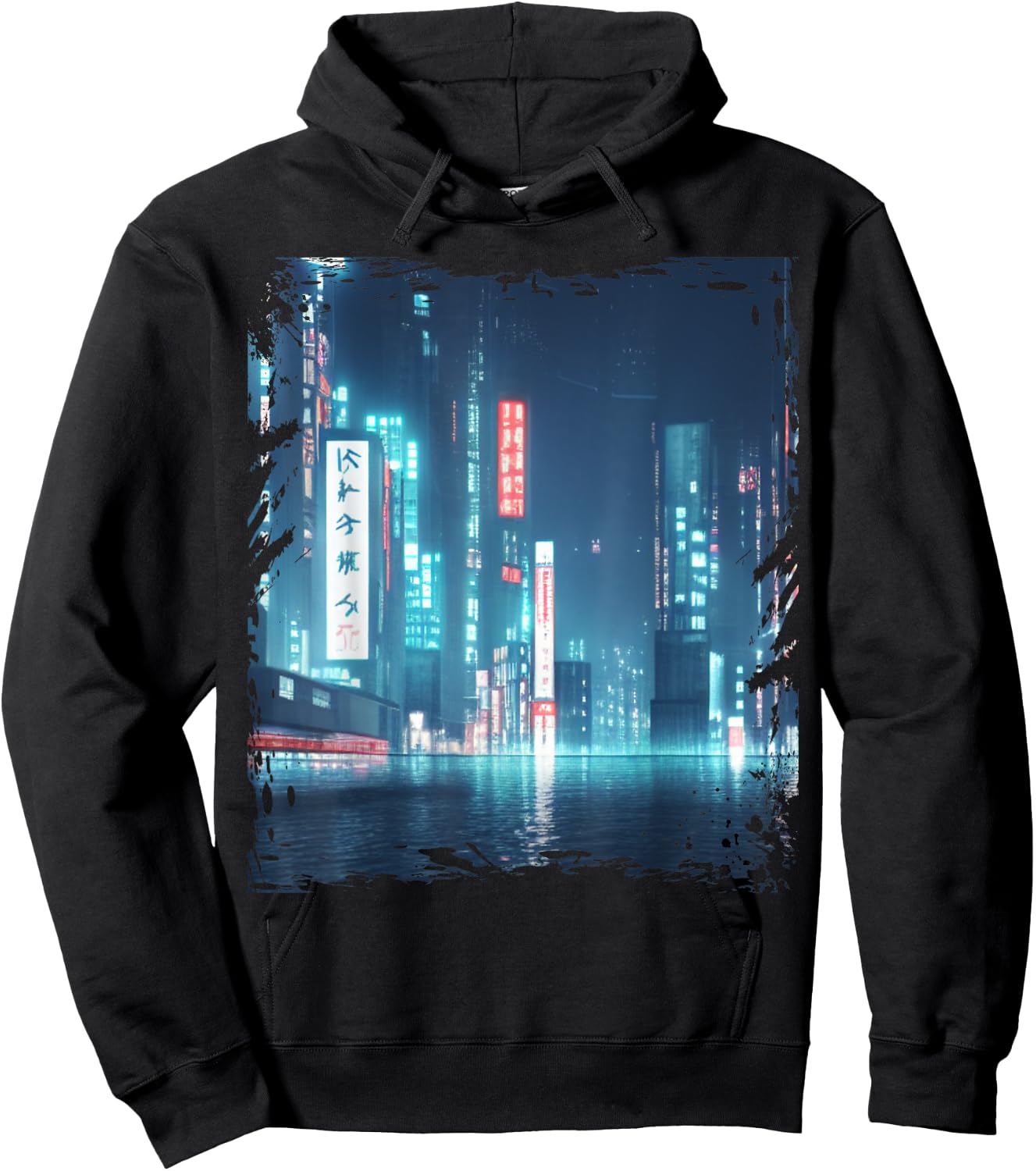 Japanese City Skyline Night Cityscape Sci Fi Tokyo Hoodie - Hoodie | Black