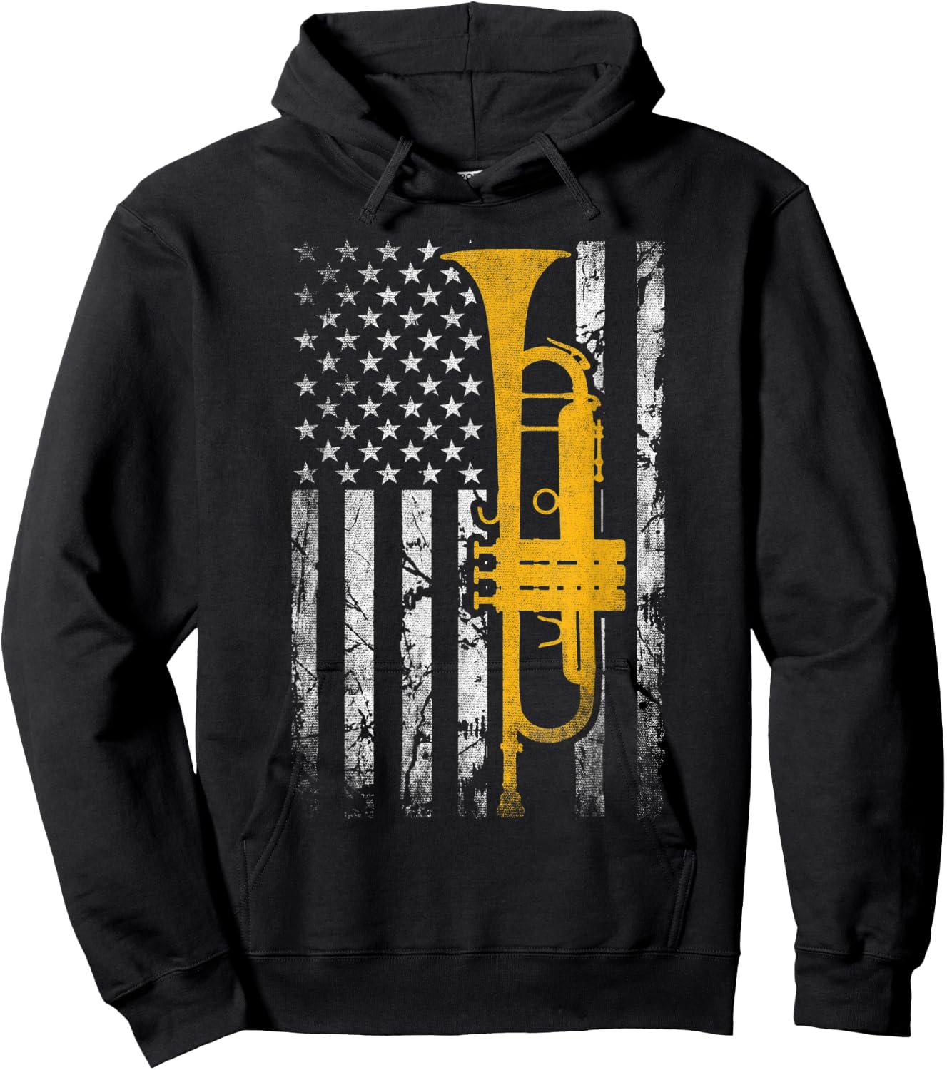 Trumpet American USA Flag Music Player Trumpet Player Jazz Hoodie - Hoodie | Black