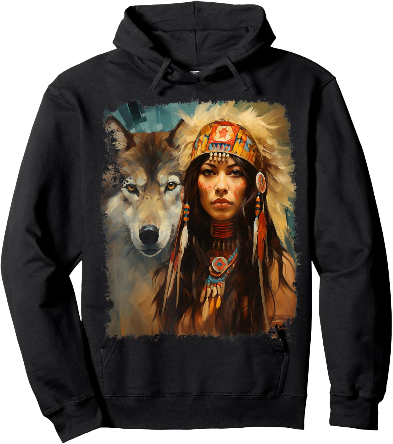 Woman and Wolf Hoodie - Hoodie | Black