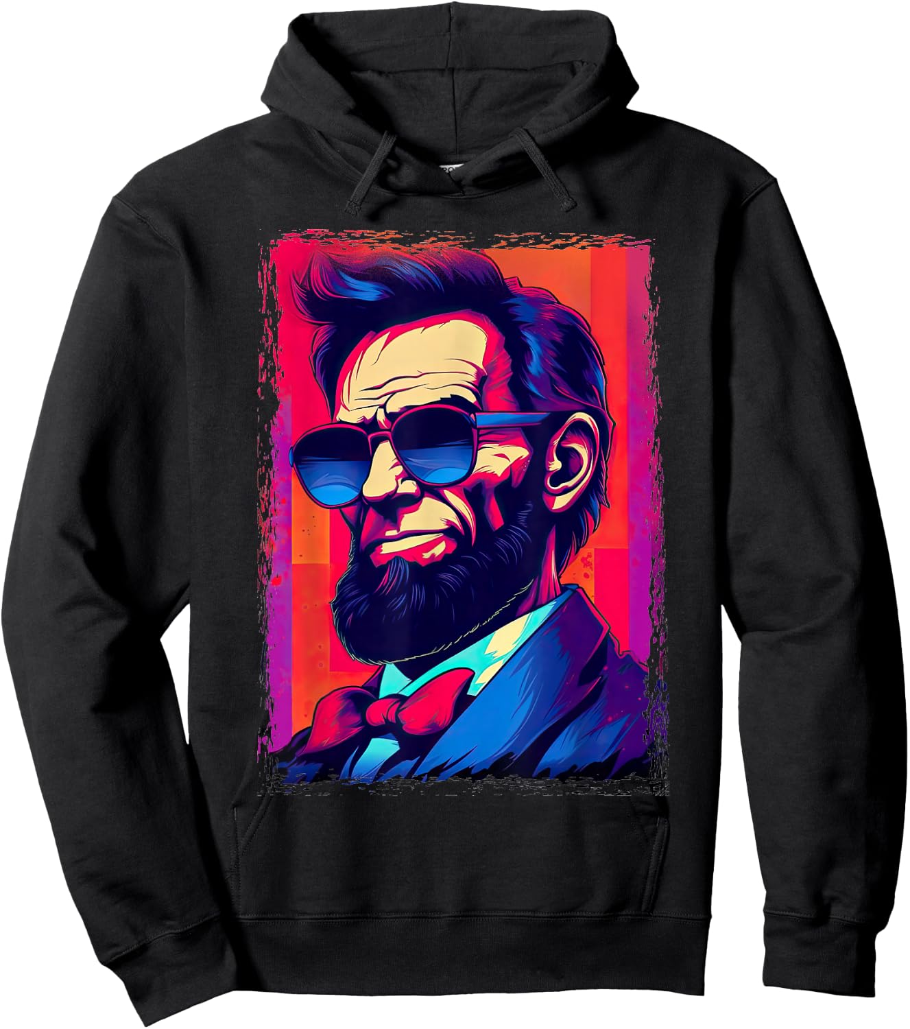 Funny Abe Lincoln Shirt Retro Sunglasses 80s Abraham Lincoln Hoodie - Hoodie | Black