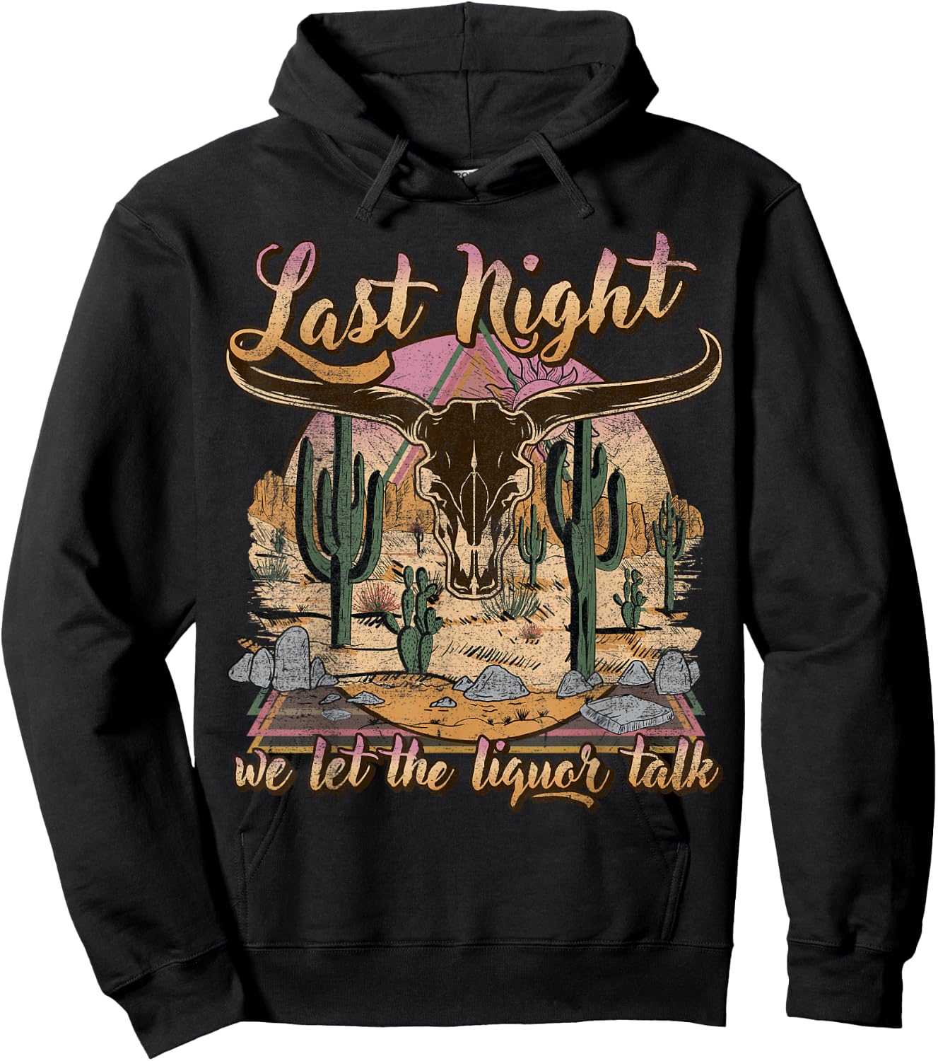 Bull Skull Last Country Music Night, We Let The Liquor Talk Hoodie - Hoodie | Black