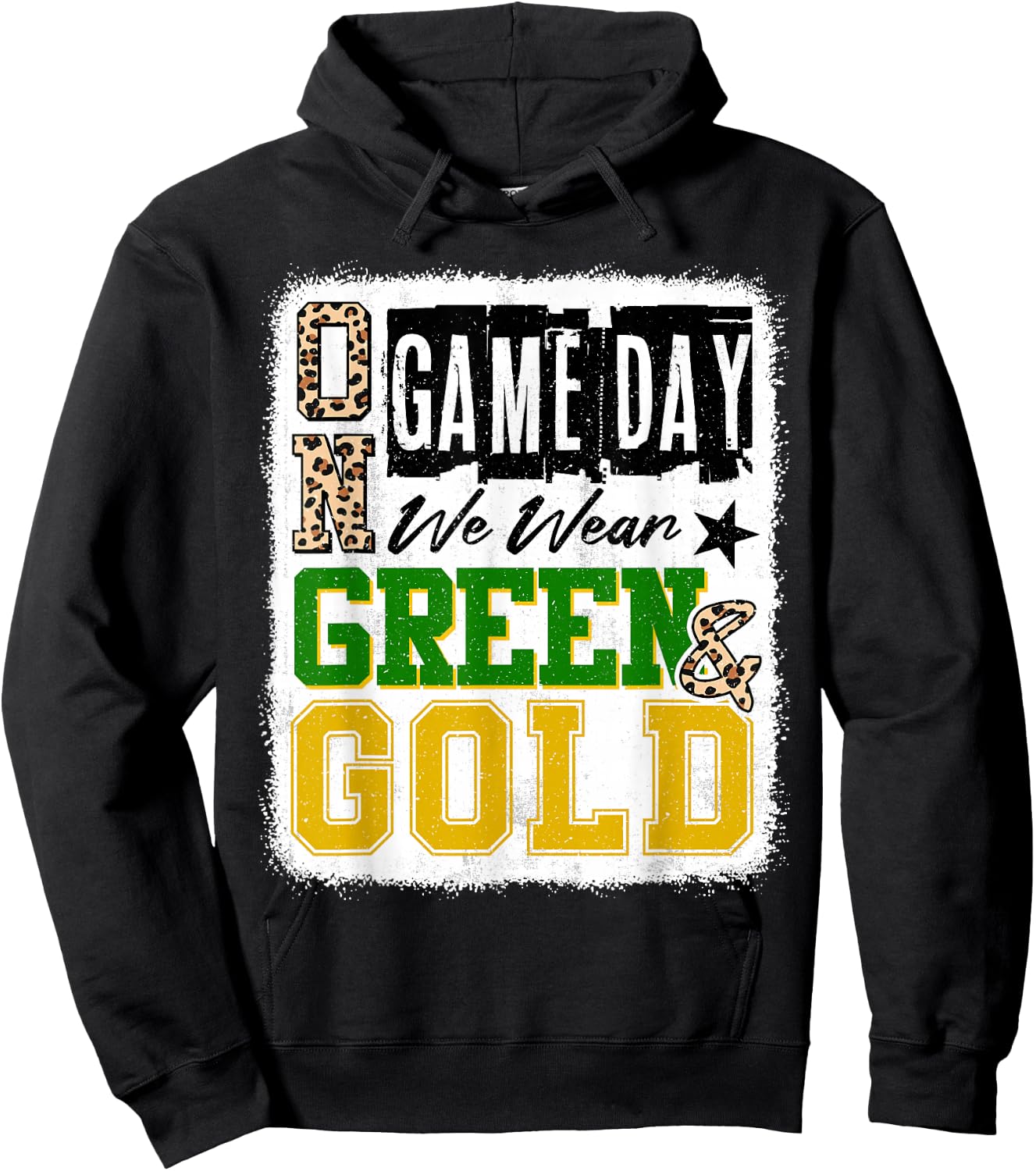On Gameday Football We Wear Green And Gold School Spirit Hoodie - Hoodie | Black