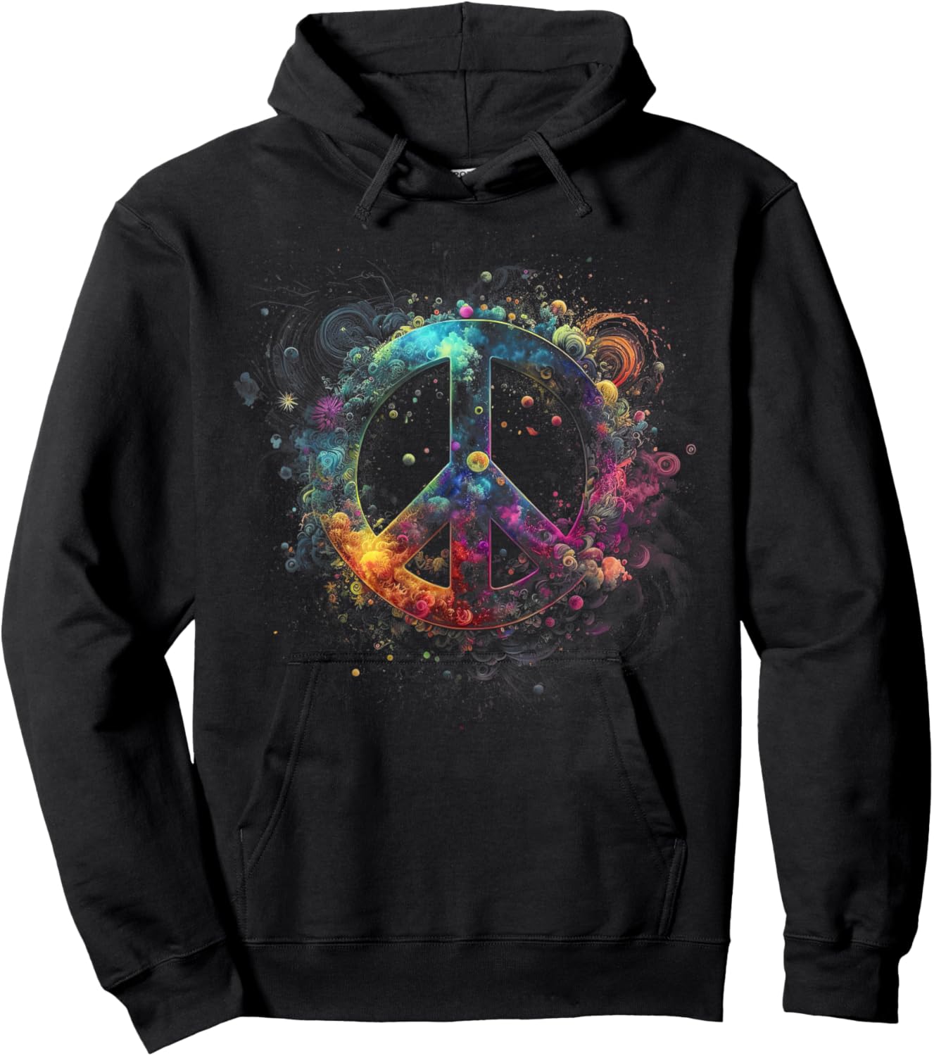 Peace sign of freedom hippie flower child space science Hoodie - Hoodie | Black