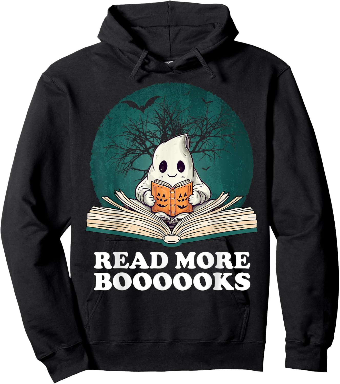 Read More Books Ghost Halloween Booooks Cute Boo read a book Hoodie - Hoodie | Black