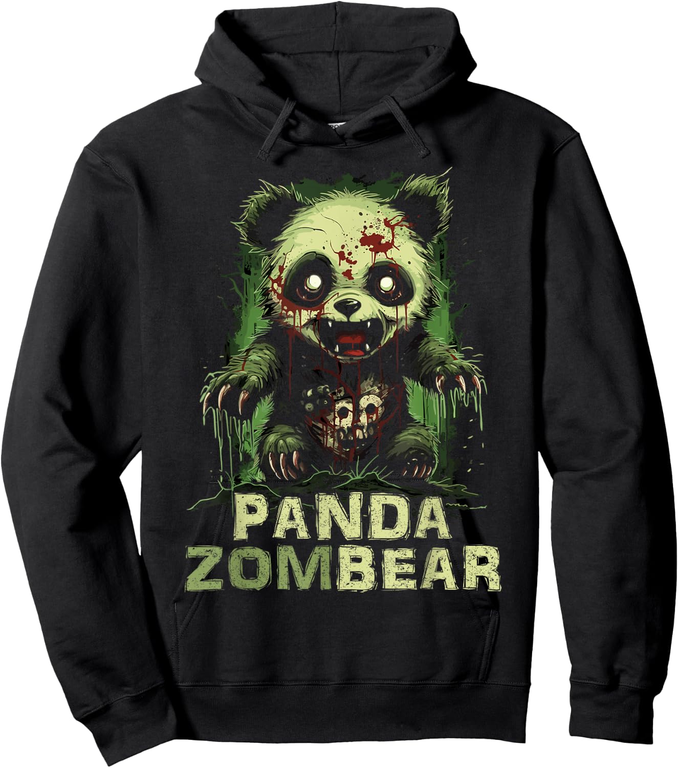 Panda Bear Zombie Halloween For Kids Women Men Funny Hoodie - Hoodie | Black