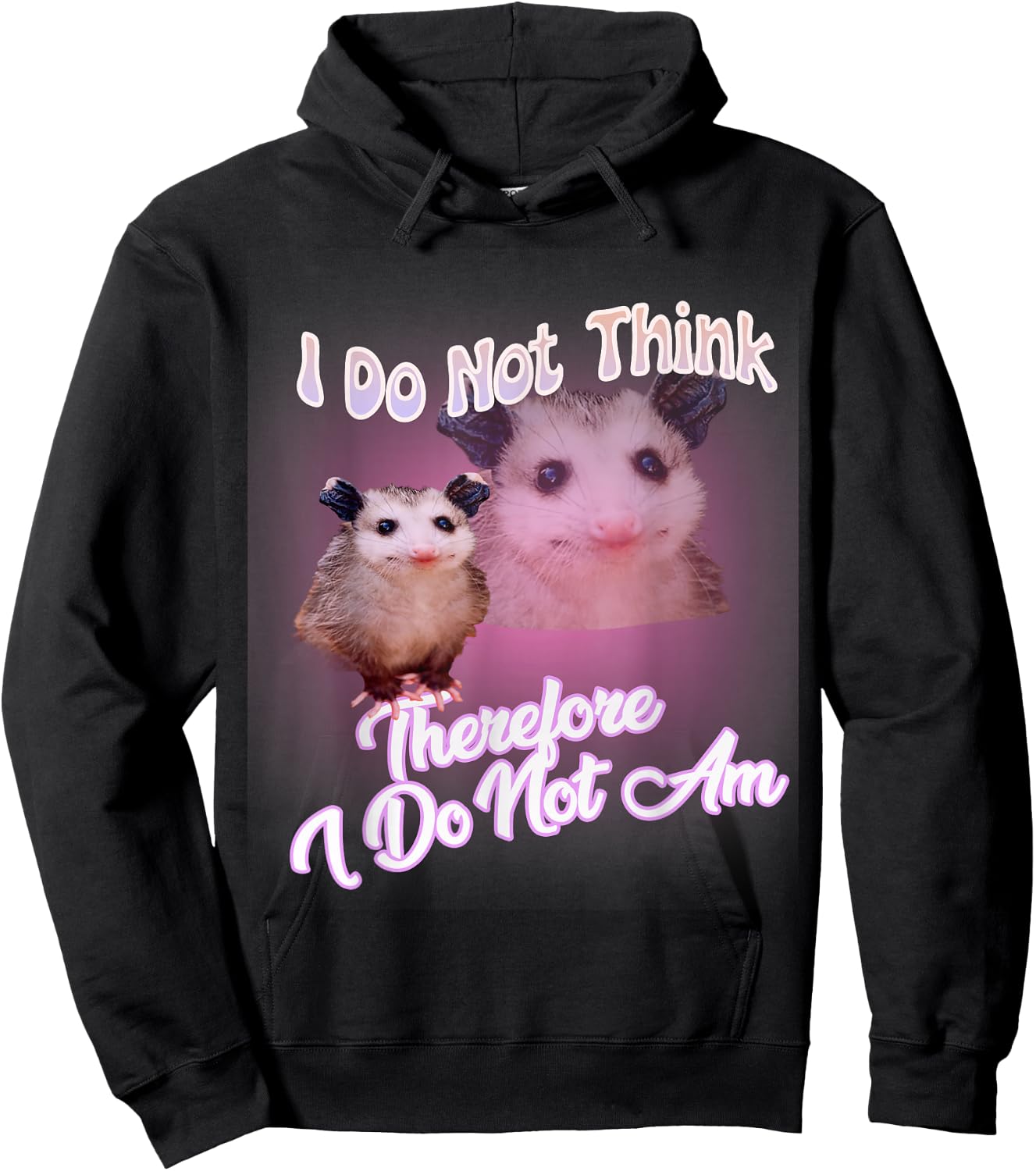 Possum meme - I Do Not Think Therefore I Do Not Am Possum Hoodie - Hoodie | Black