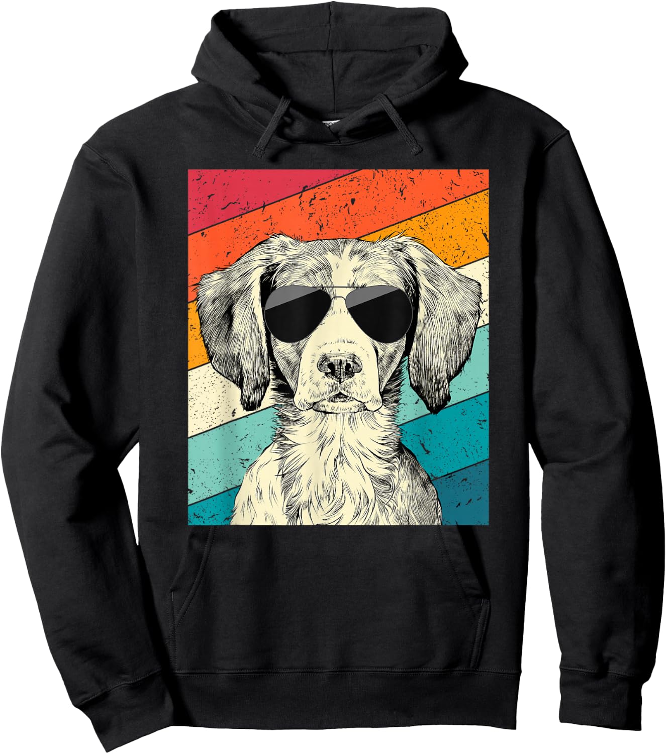 Retro Vintage Brittany Spaniel with Sunglasses Dog Lovers Hoodie - Hoodie | Black