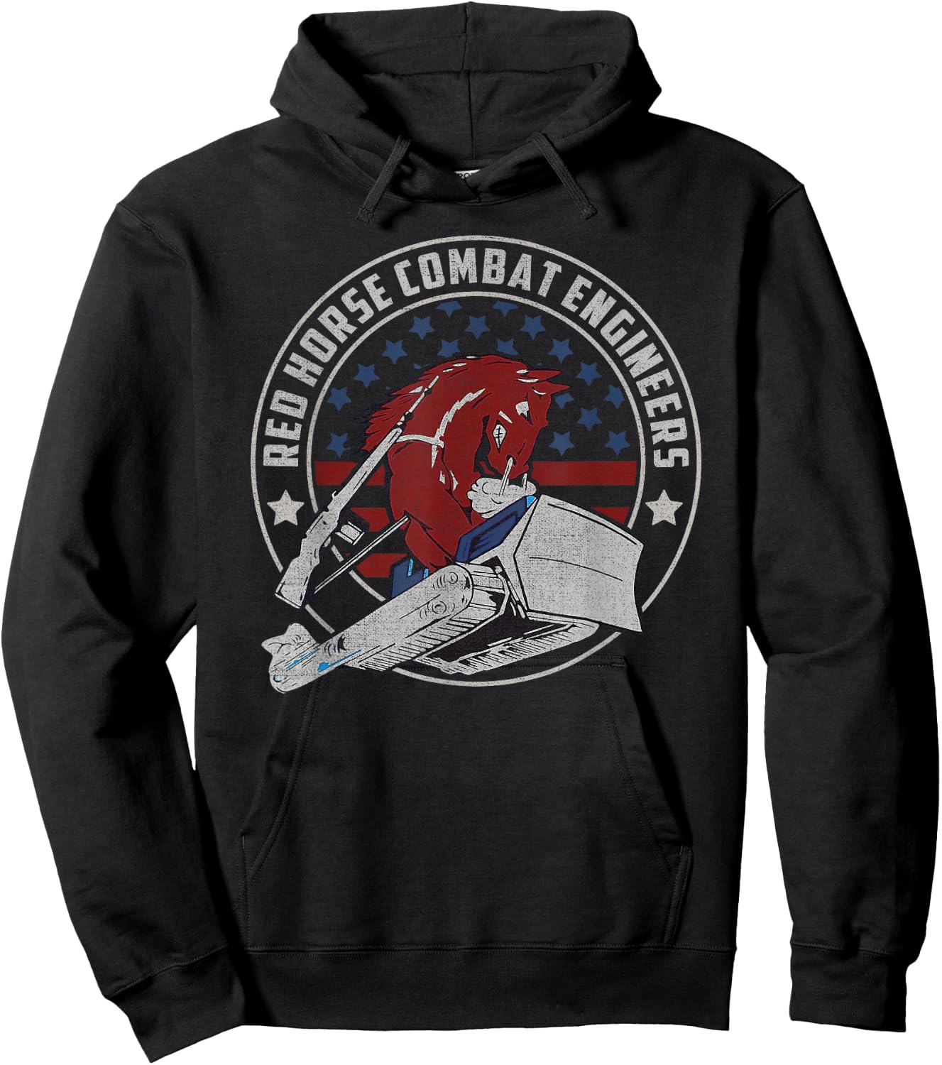 RED HORSE Combat Engineer US Military Hoodie - Hoodie | Black