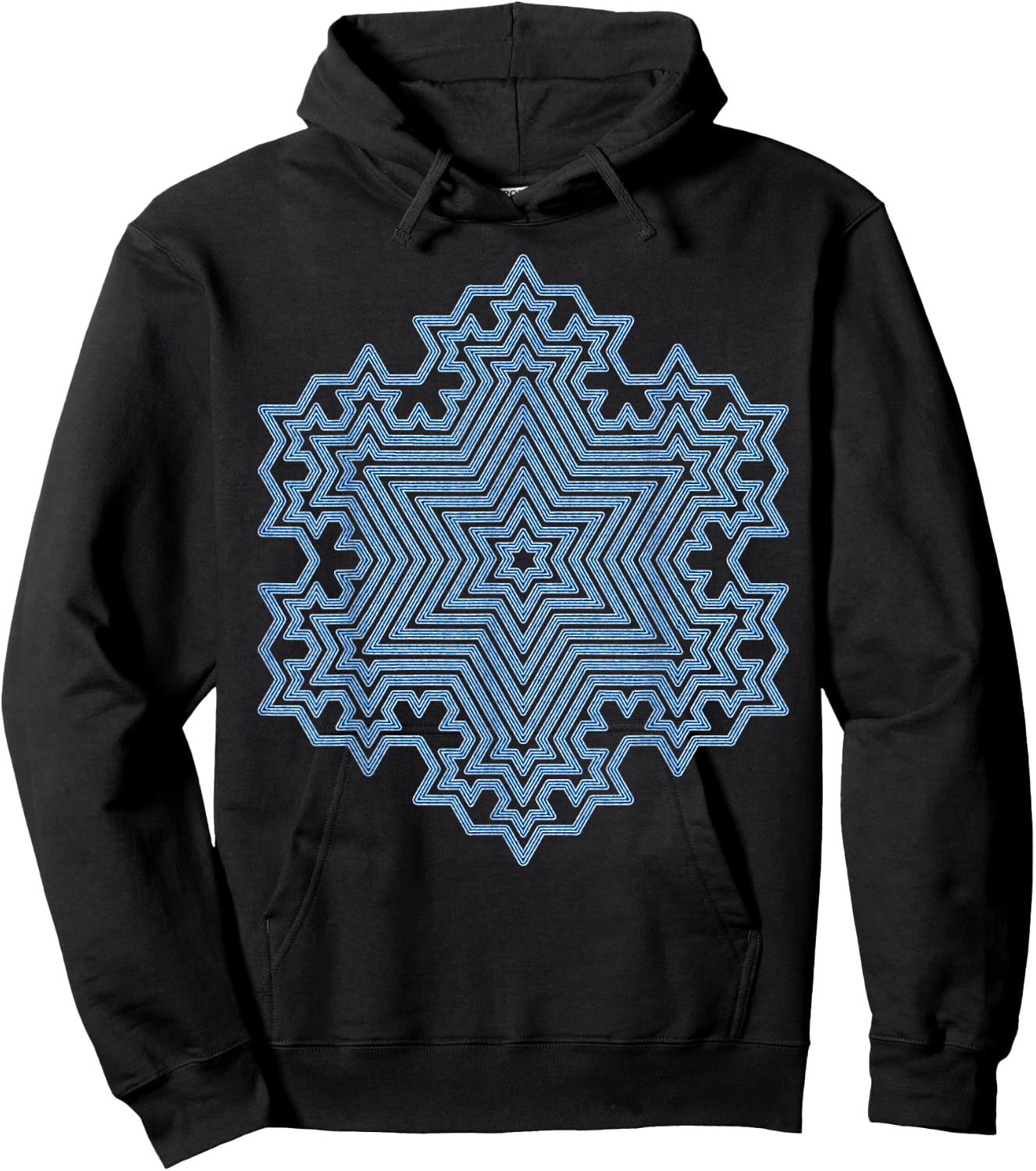 Frozen in Beauty, Blue Koch Snowflake Fractal Artwork Hoodie - Hoodie | Black