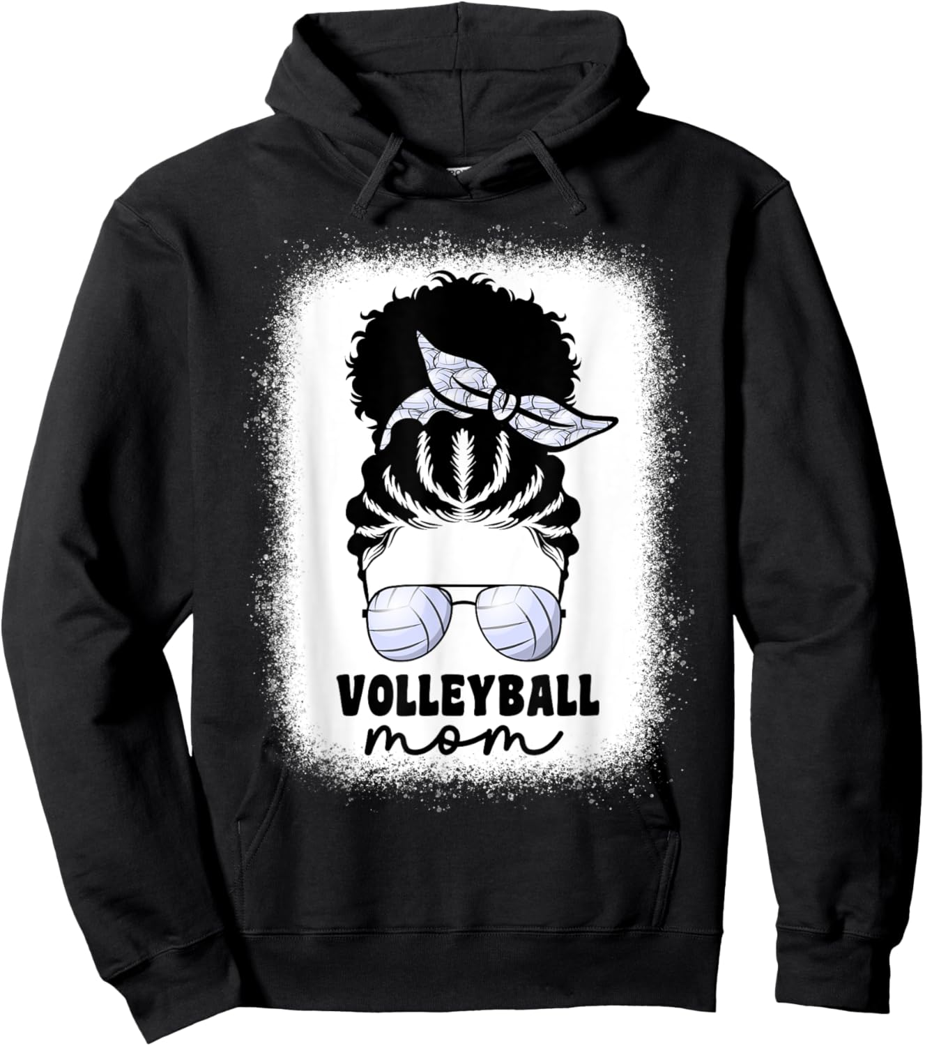 Black Afro Volleyball Mom Messy Bun Volleyball Mom Hoodie - Hoodie | Black