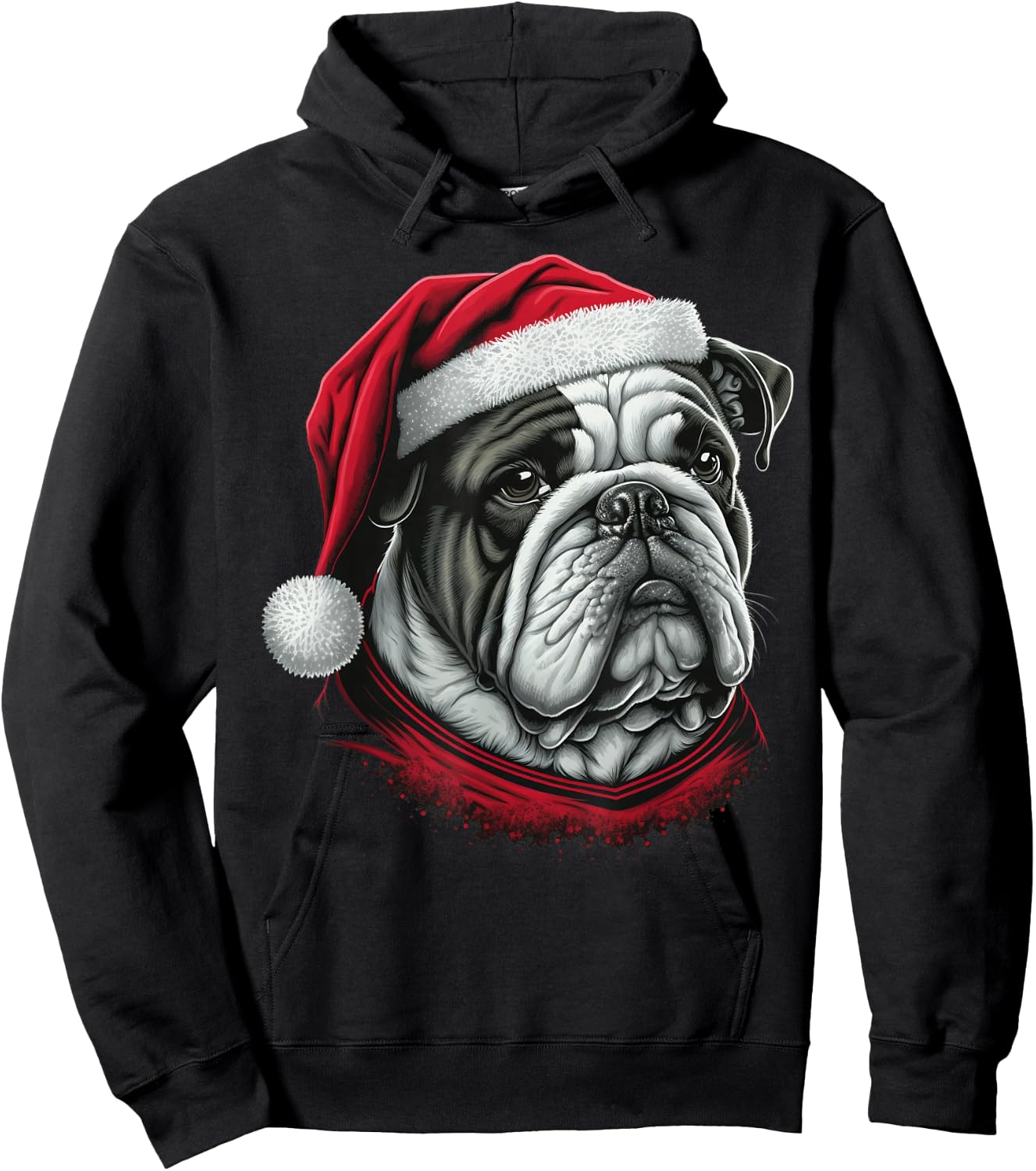 Xmas Bulldog Santa on Christmas Bulldog Men Women Kids Hoodie - Hoodie | Black