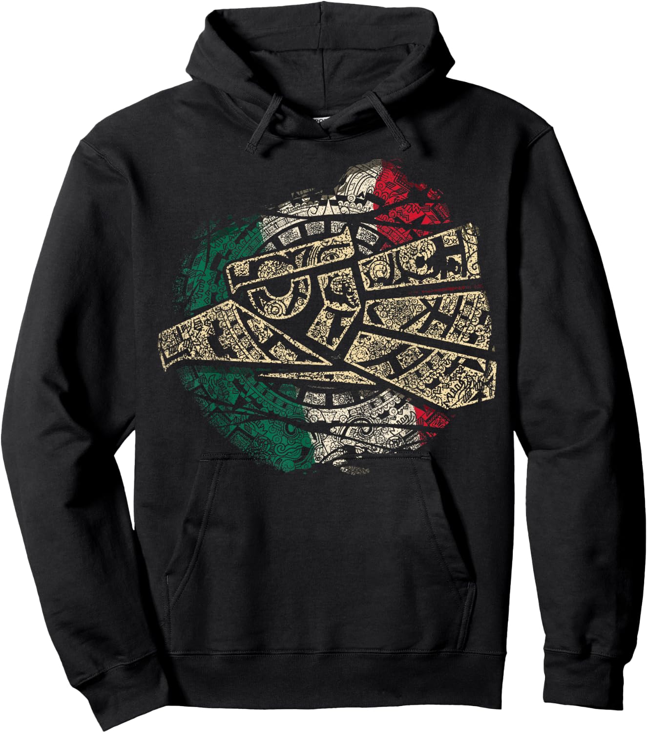 Mexico Sacred Aztec Calendar Mexican Eagle Archeological Hoodie - Hoodie | Black