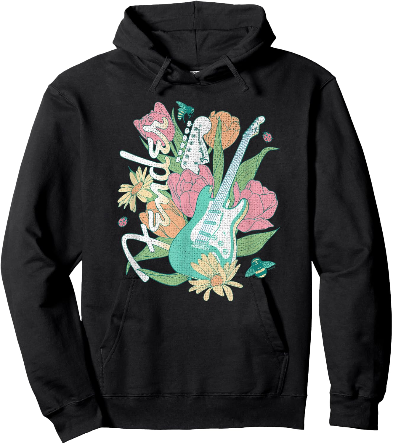 Fender Spring Time Guitar Vintage Bees And Flowers Poster Hoodie - Hoodie | Black
