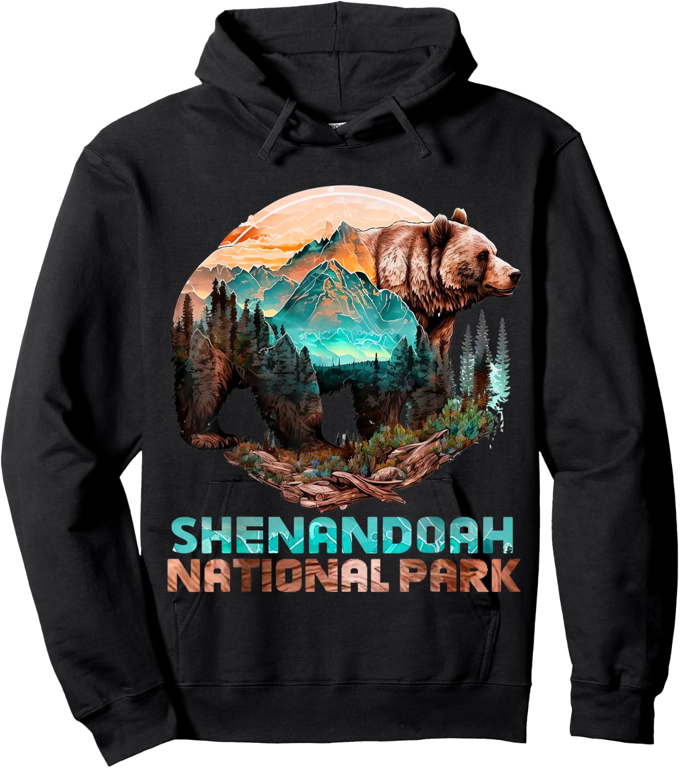 Shenandoah National Park Alaska Grizzly Bear Mountain Hike Hoodie - Hoodie | Black