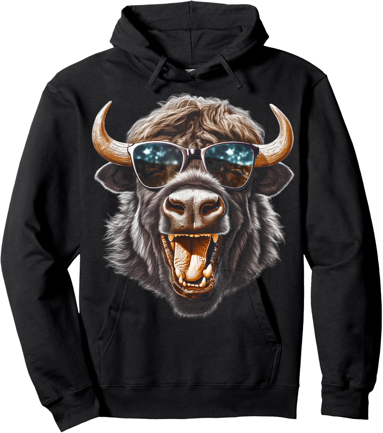 Western Buffalo sunglasses funny American Bison Hoodie - Hoodie | Black