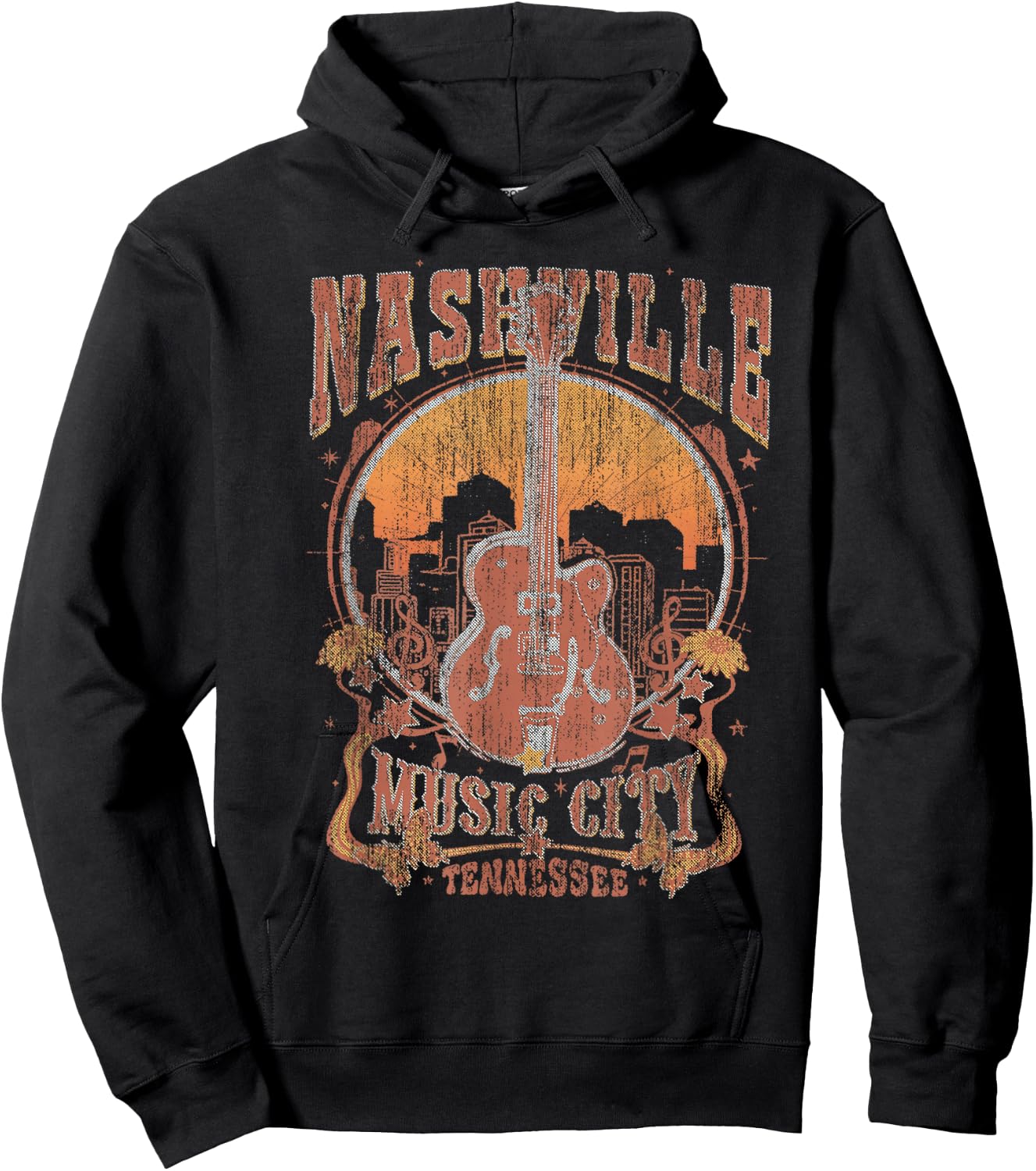 Nashville Tennessee Guitar Country Music City Guitarist Gift Hoodie - Hoodie | Black