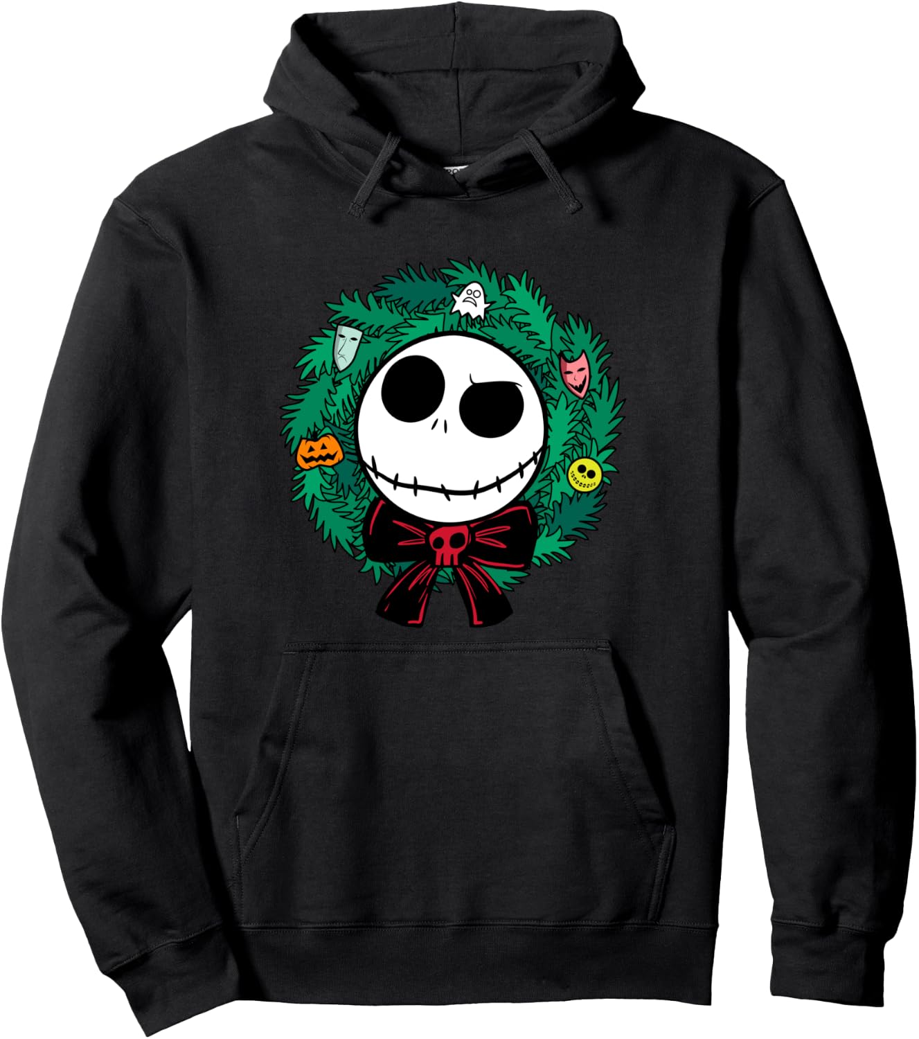 Amazon Essentials Nightmare Before Christmas Jack Festive Holiday Wreath Hoodie - Hoodie | Black