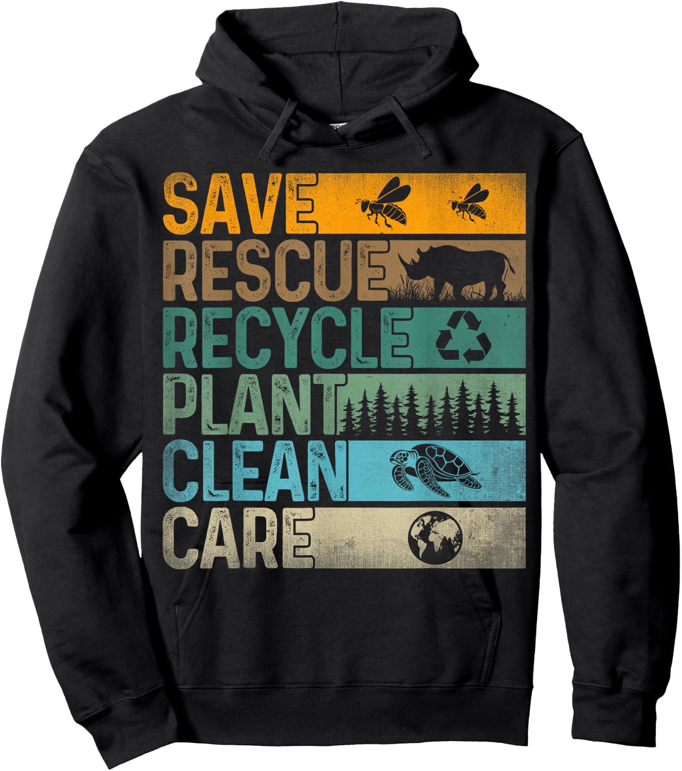 Save Bees Rescue Animals Recycle Plastic - Earth Day Hoodie - Hoodie | Black