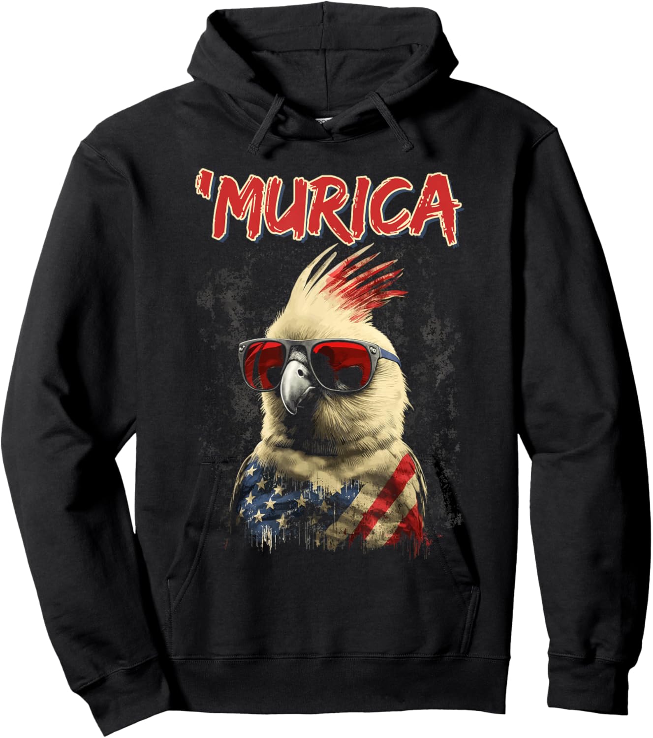 Cool Patriotic Cockatiel Bird, Murica 4th of July Cockatiel Hoodie - Hoodie | Black