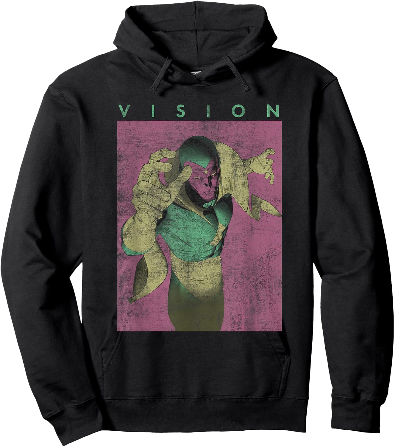 Marvel Comics Retro Classic Vision Flying Distressed Logo Hoodie - Hoodie | Black