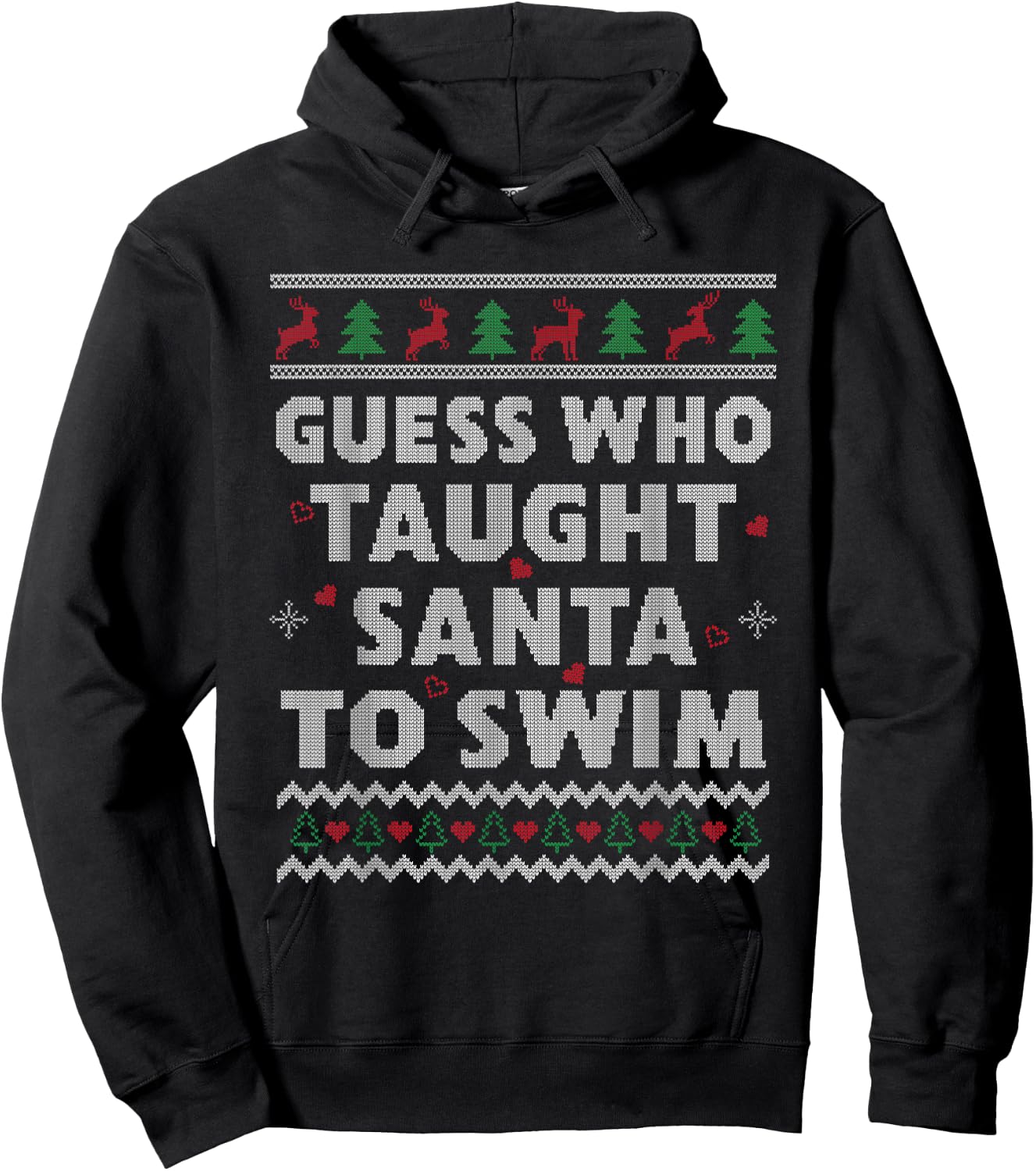 Swim Teacher Ugly Christmas Swim Coach Swim Teacher Christmas Hoodie - Hoodie | Black