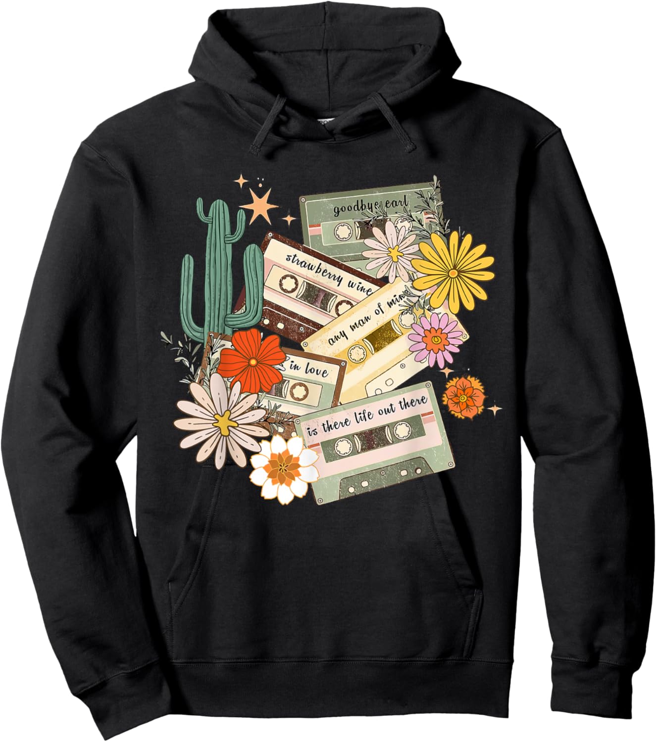90s Country Music, Southern Farm, Old Mixtape Cassette Music Hoodie - Hoodie | Black