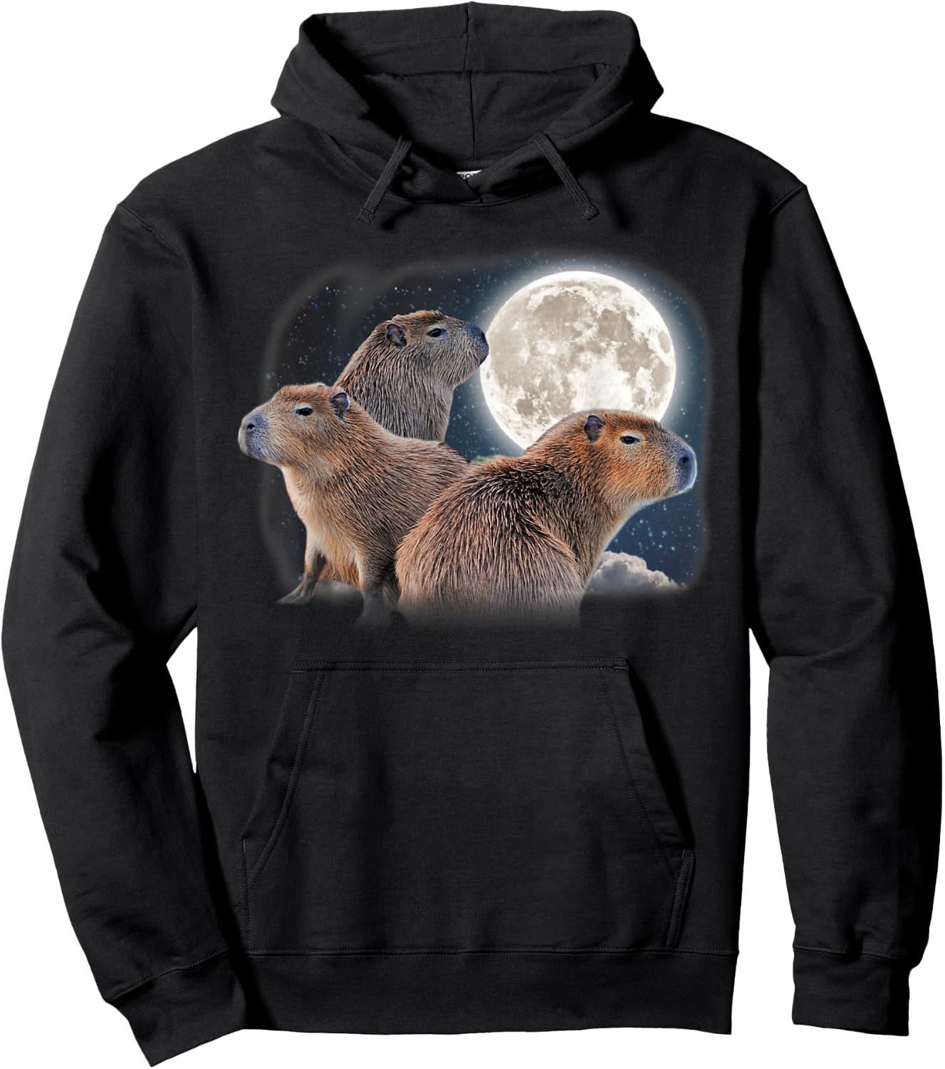 Moon Capybaras Funny Capybara Cute Animal Parody Capibara Hoodie - Hoodie | Black
