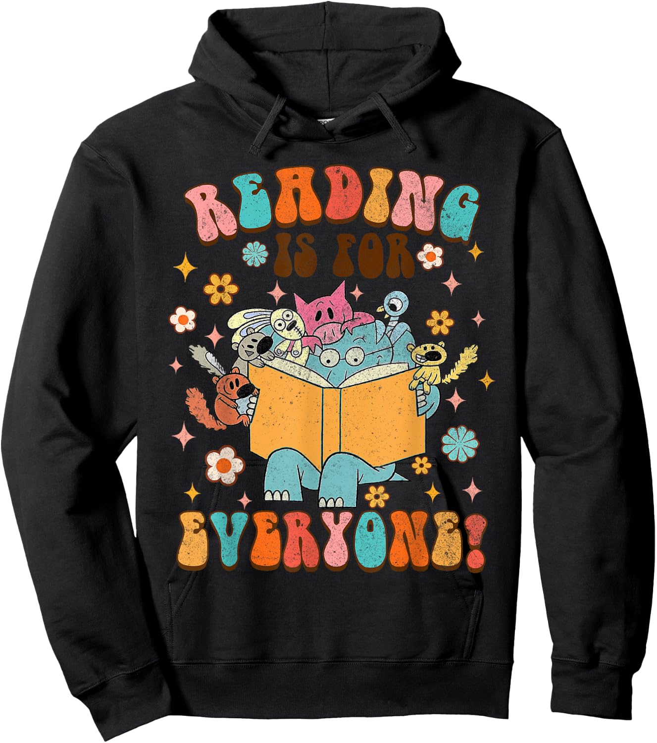 Reading is for Everyone Book Lover Bookworm Bookish Groovy Hoodie - Hoodie | Black