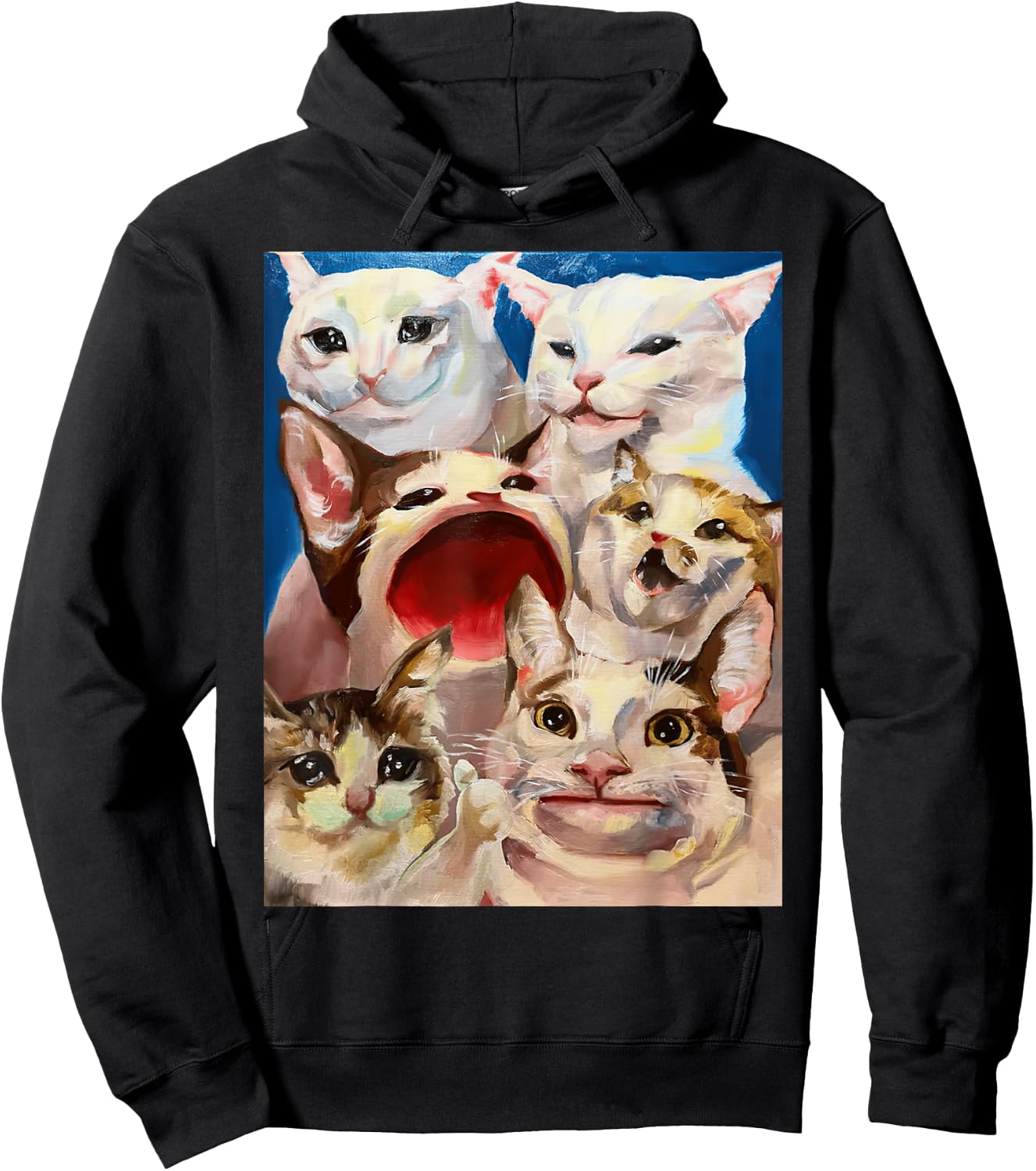 Funny Dinner Table Cat Crying Cat Pop Cat Polite Cat Meme Women Girls Kids Hoodie - Hoodie | Black