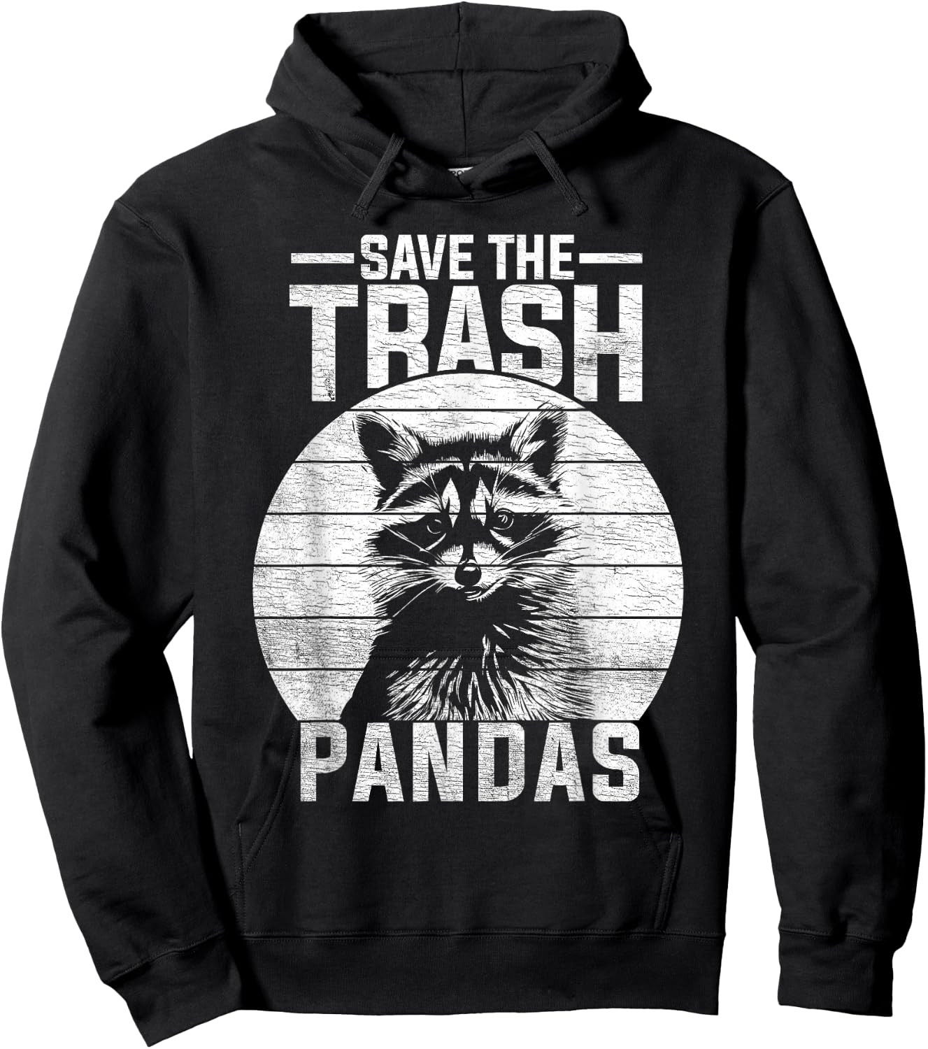 Vintage Retro Save The Trash Pandas Funny Raccoon Hoodie - Hoodie | Black