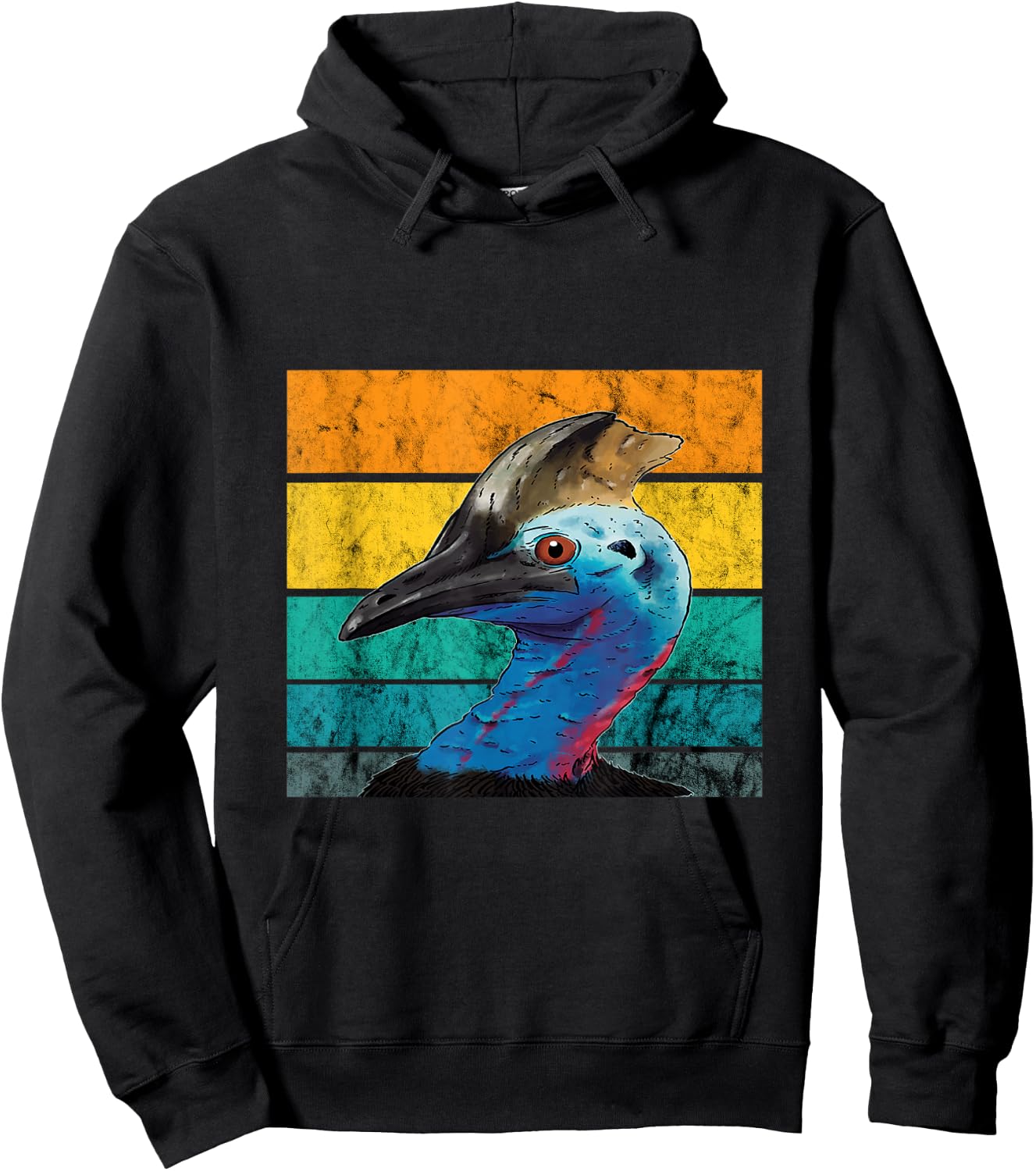 Cassowary Vintage Retro Cassowaries Casque Big Dino Bird Hoodie - Hoodie | Black