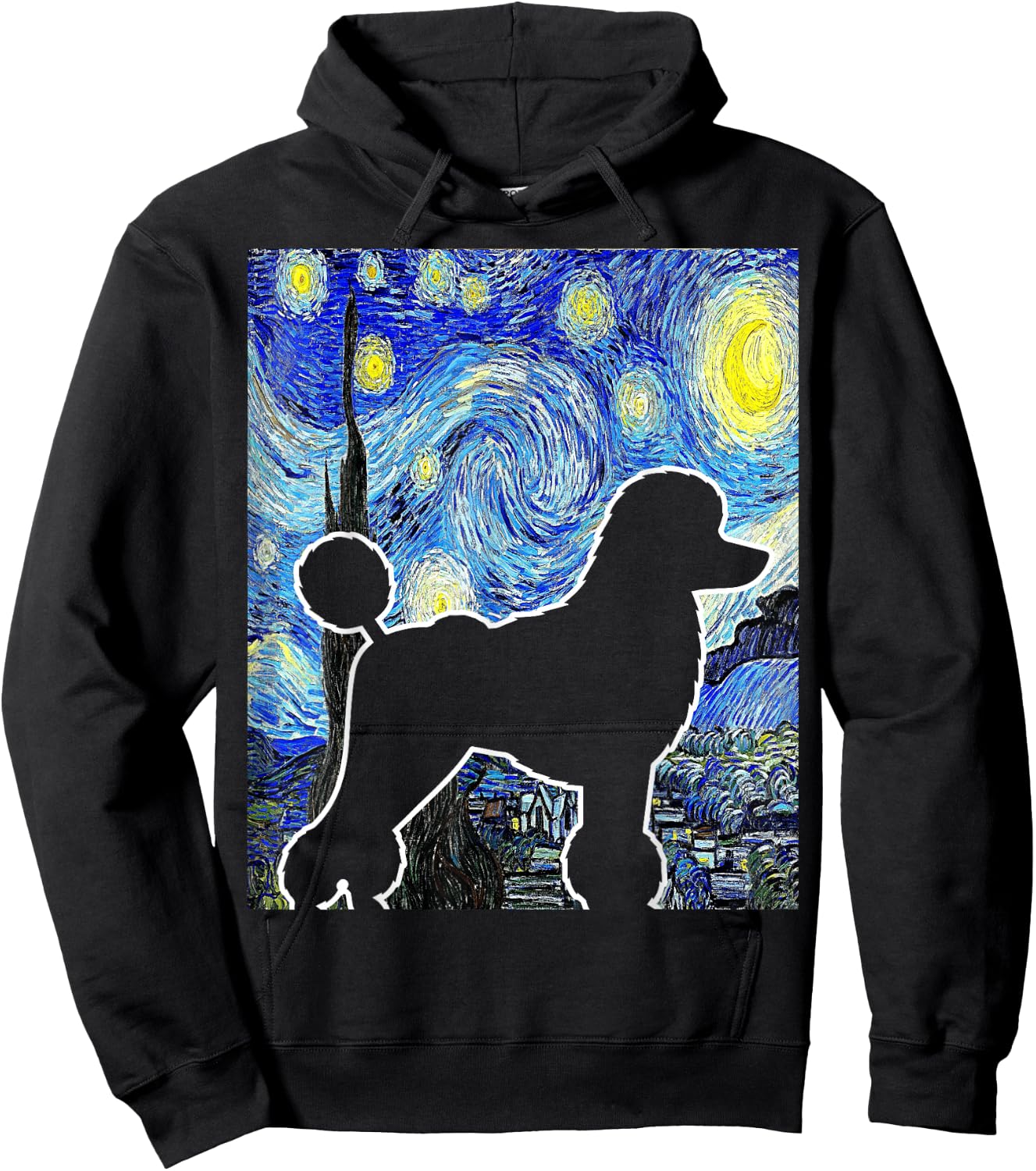 Poodle Starry Night Dog Lover Van Gogh Poodle Painting Hoodie - Hoodie | Black
