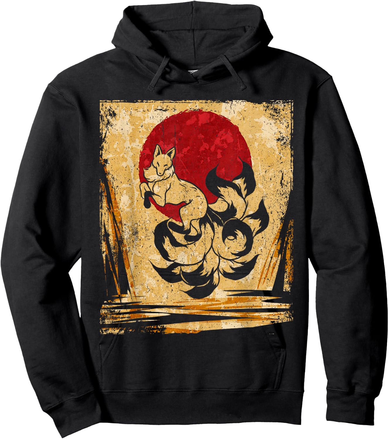 Nine-tailed fox Japanese retro art Hoodie - Hoodie | Black