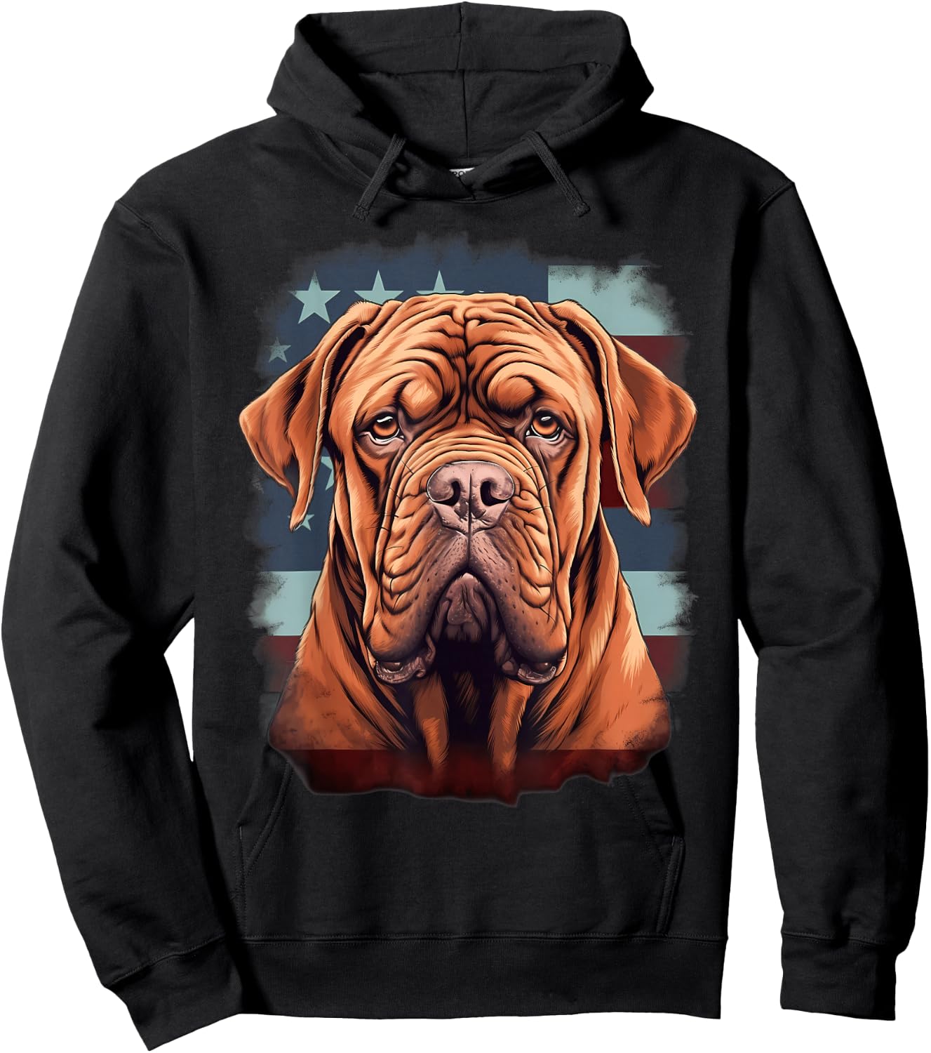 4th Of July US Flag French Mastiff Dog Hoodie - Hoodie | Black