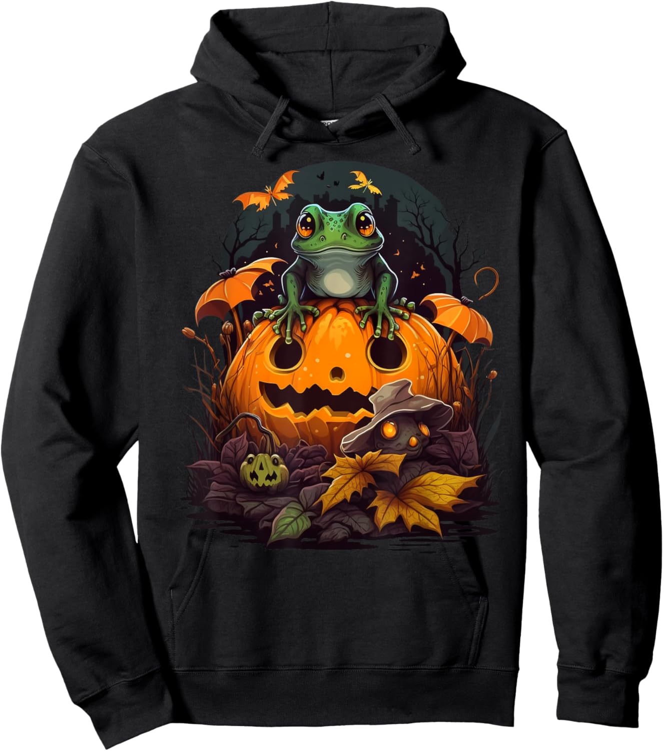 Pumpkin Frog costume on Frog Halloween Hoodie - Hoodie | Black